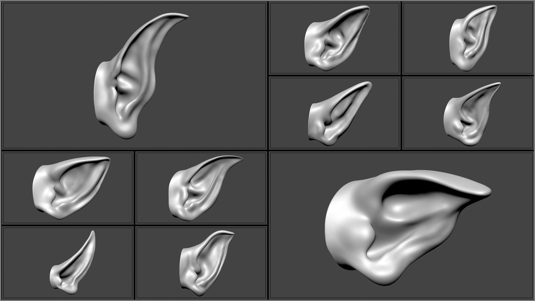 50 Fantasy Ears IMM Brushes and OBJs 3D model_8