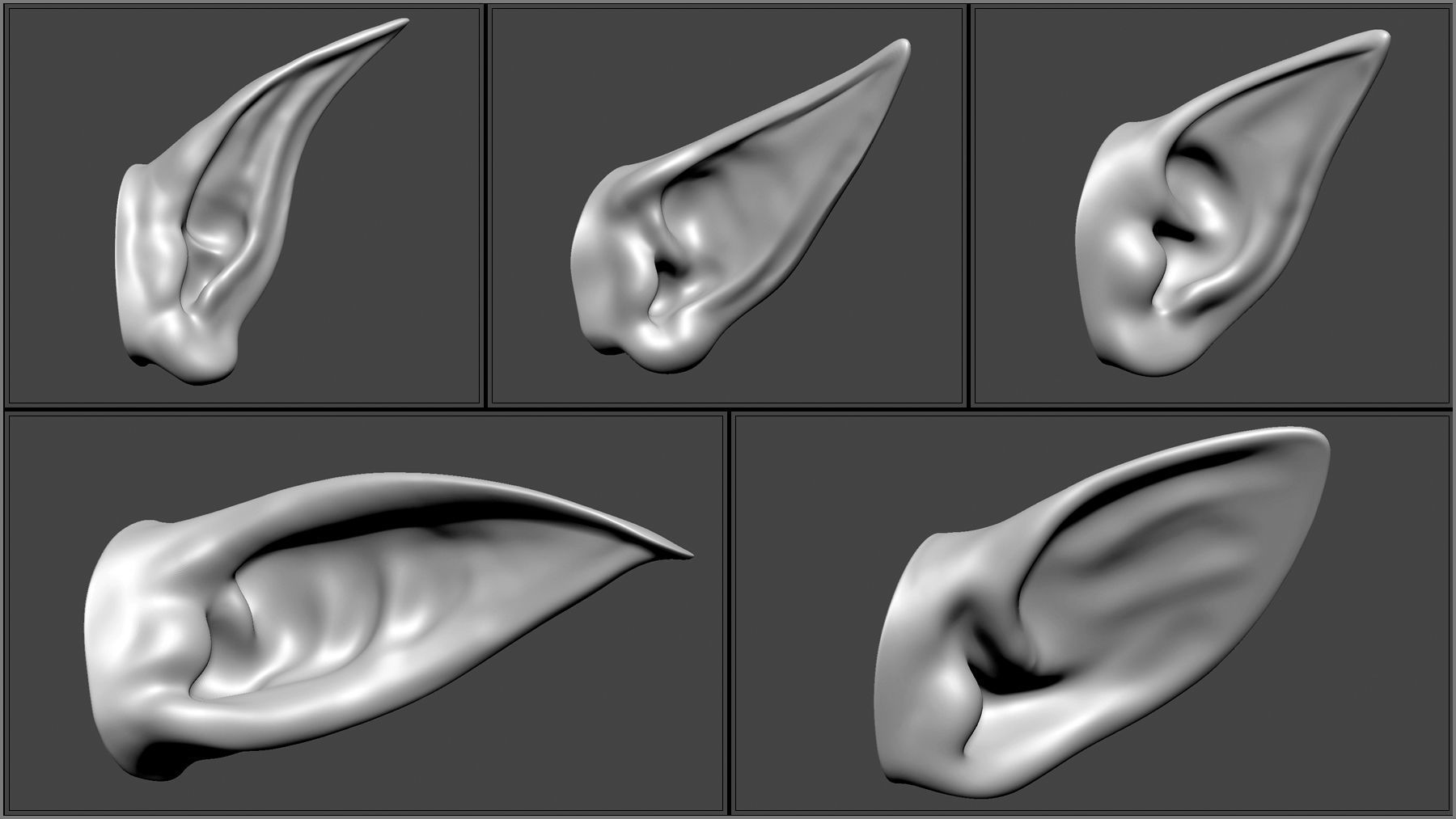 50 Fantasy Ears IMM Brushes and OBJs 3D model_4