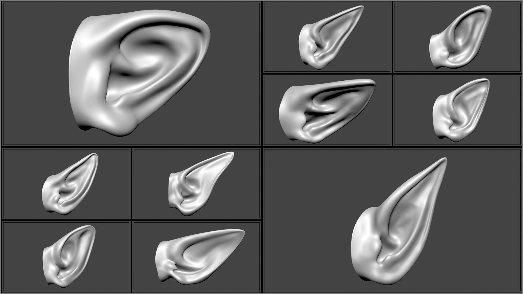 50 Fantasy Ears IMM Brushes and OBJs 3D model_7