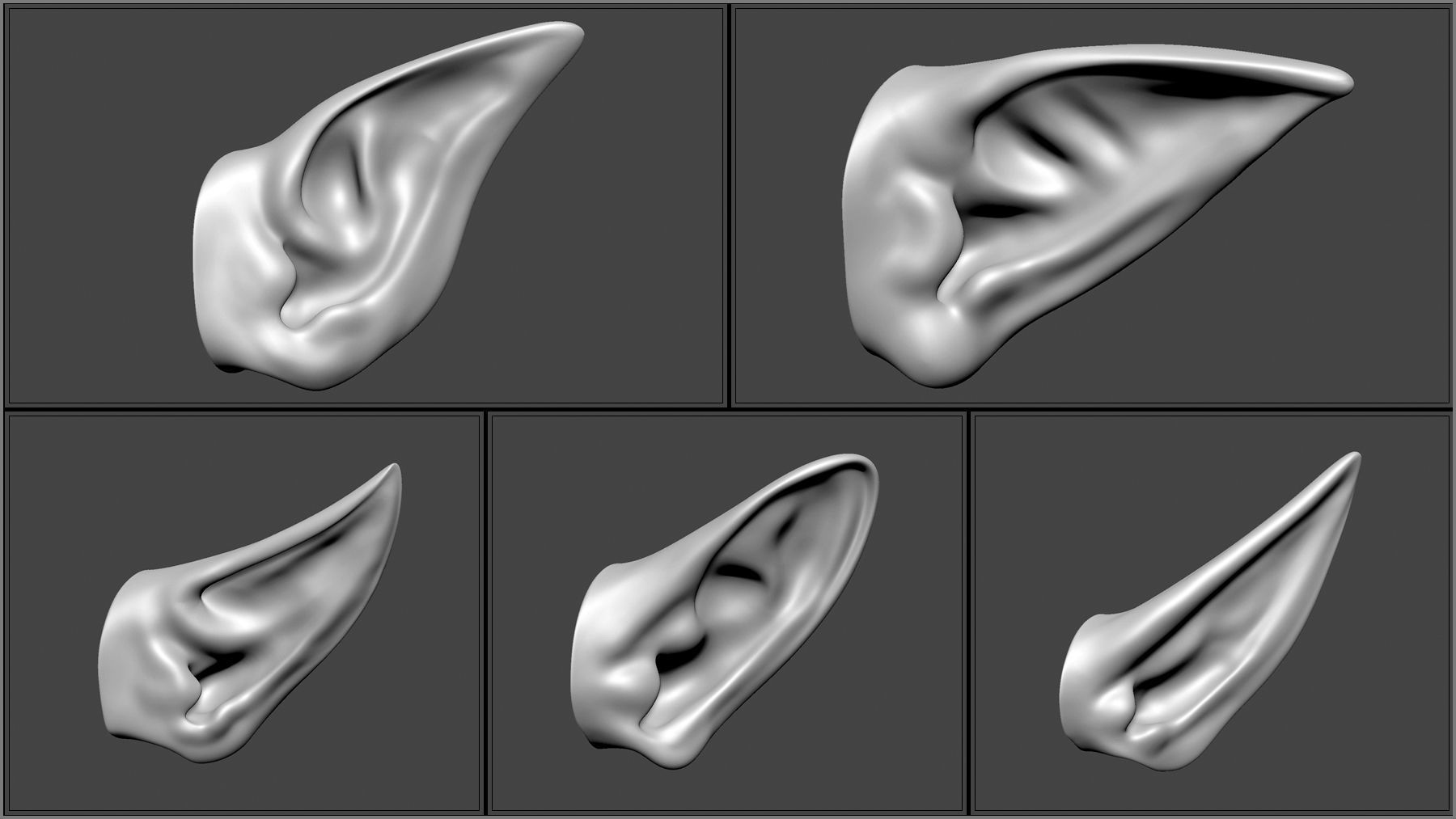 50 Fantasy Ears IMM Brushes and OBJs 3D model_10