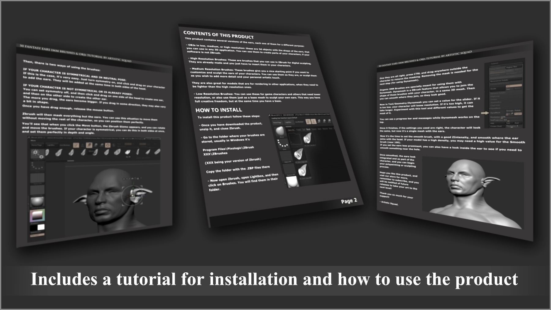 50 Fantasy Ears IMM Brushes and OBJs 3D model_3