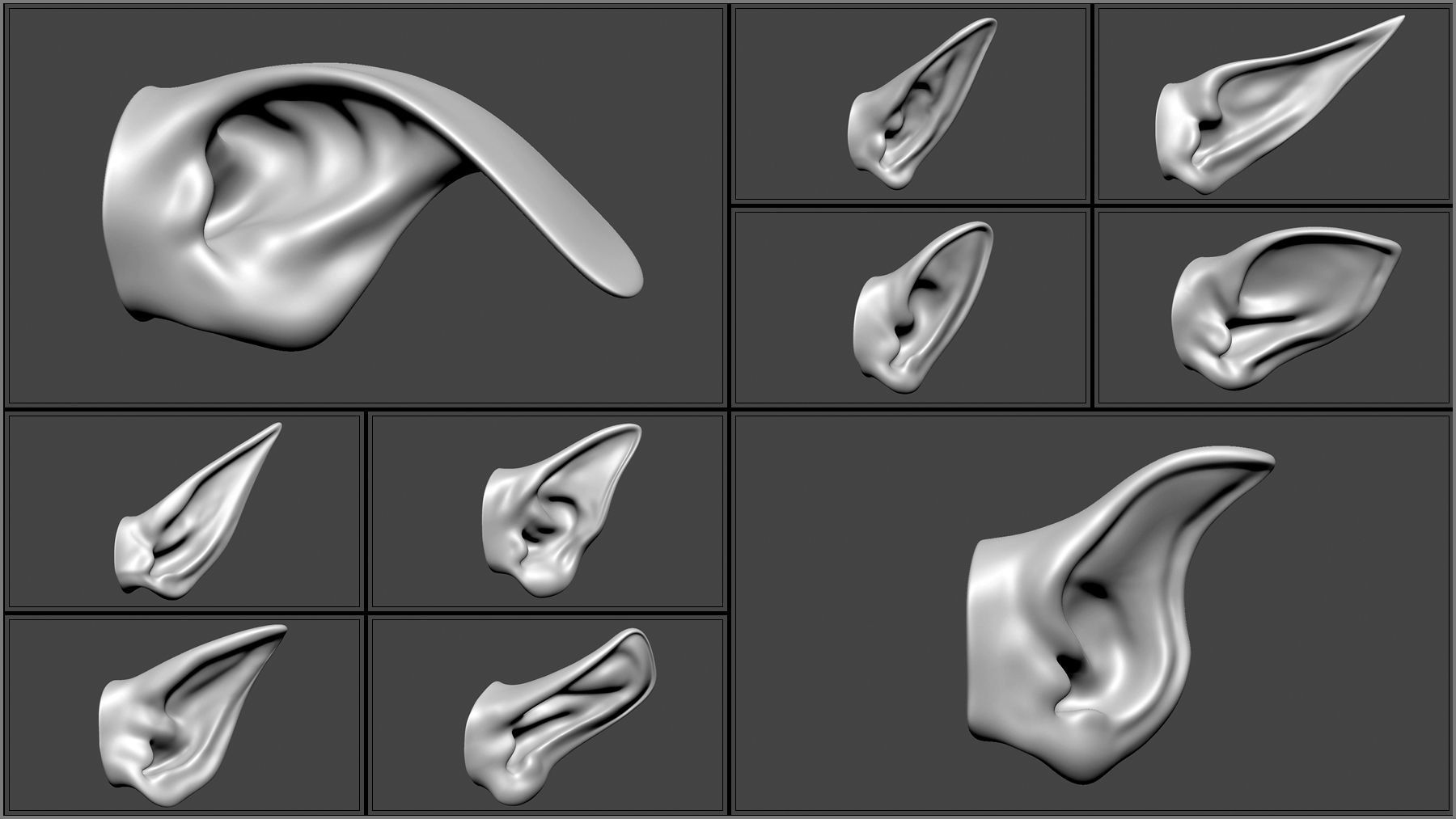 50 Fantasy Ears IMM Brushes and OBJs 3D model_9