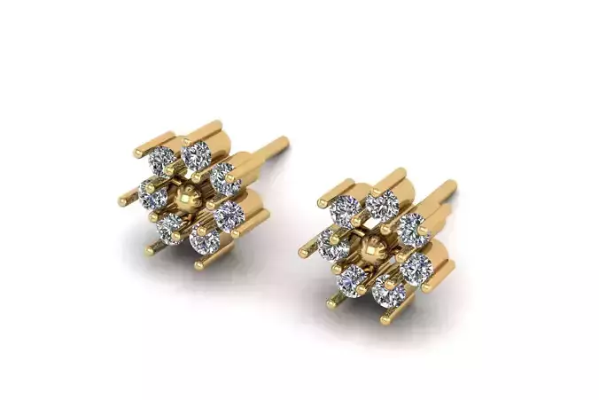Flower Diamond Earring E 19 3D print model