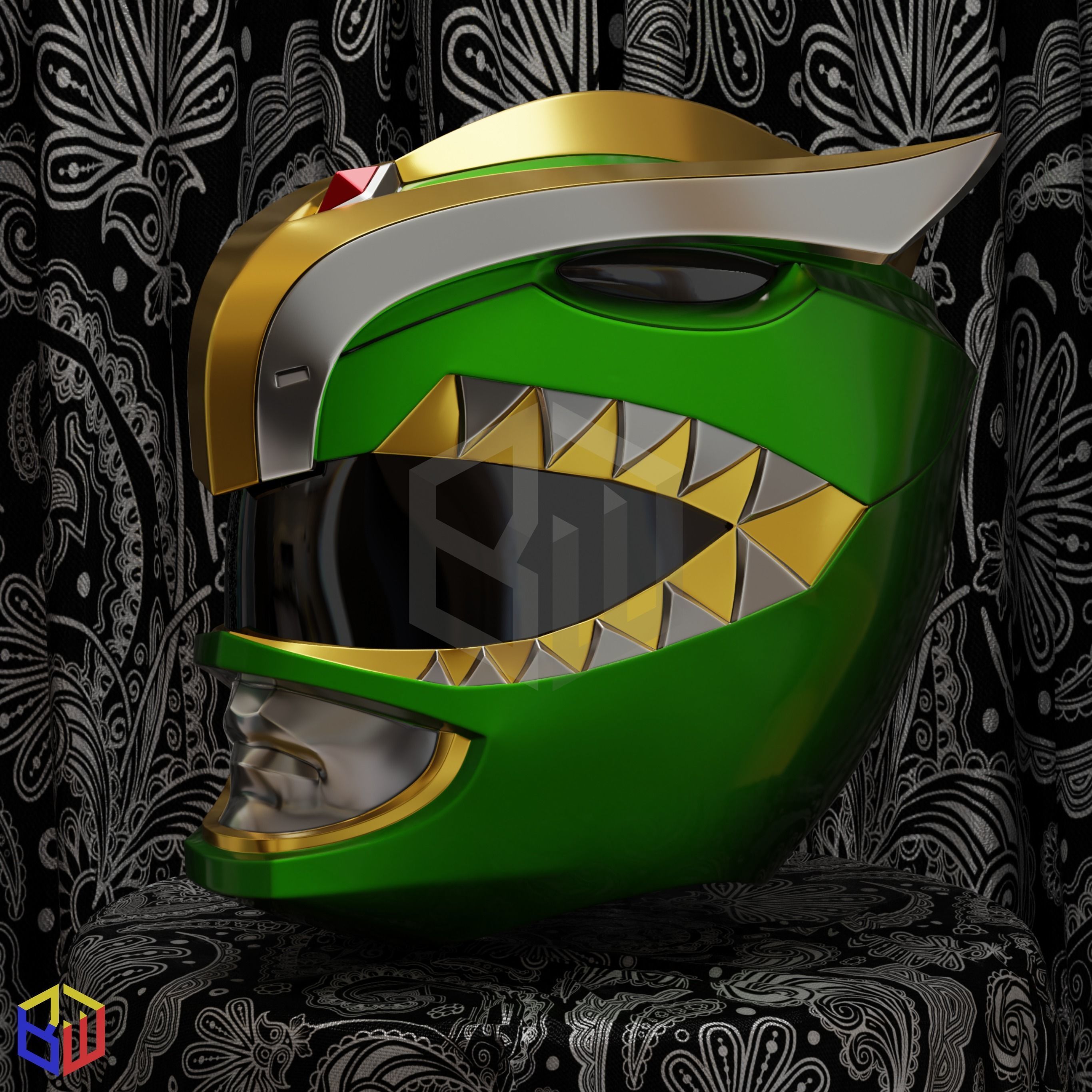 Power Rangers Green Ranger V2 Bat in the Sun Helmet 3D print model_1