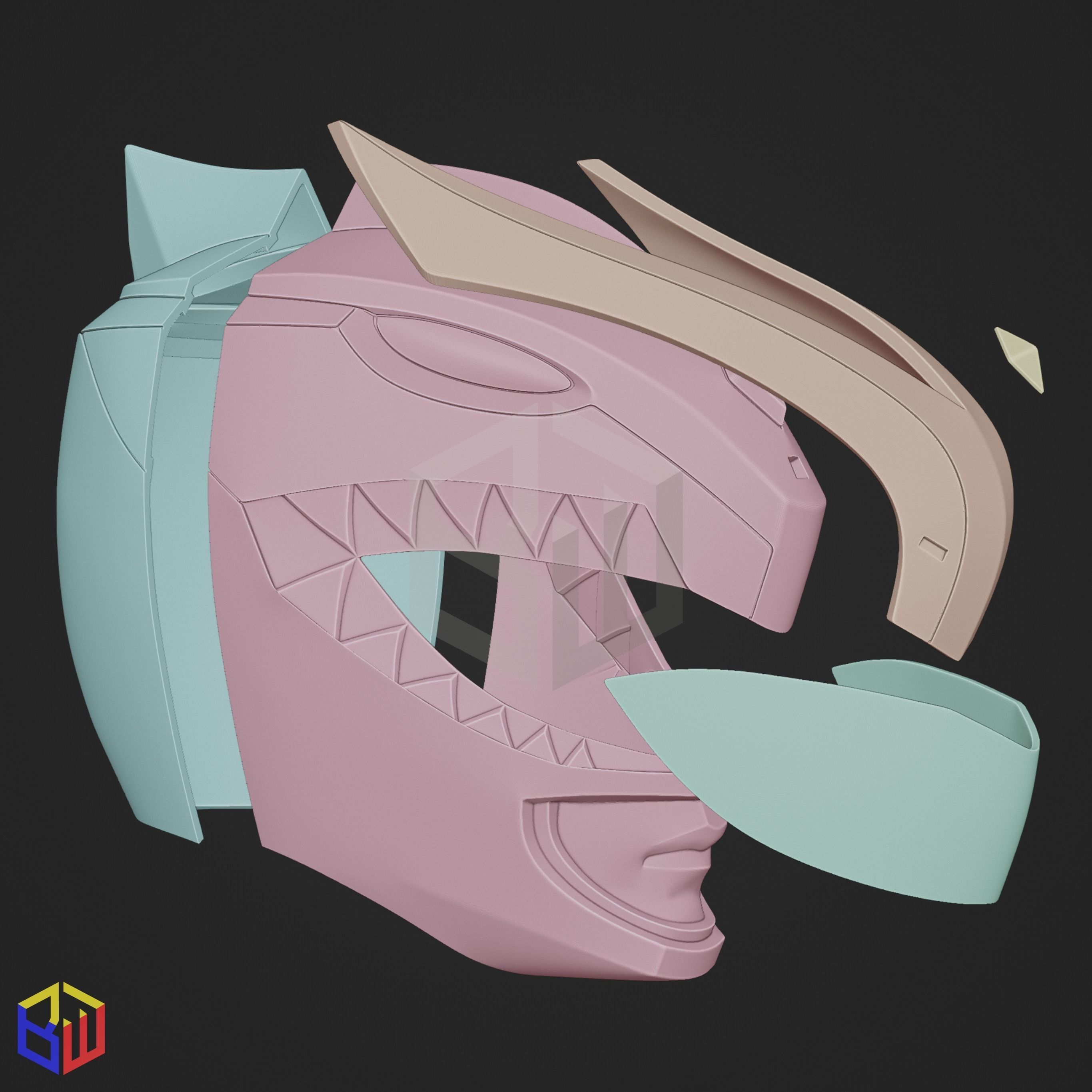 Power Rangers Green Ranger V2 Bat in the Sun Helmet 3D print model_4