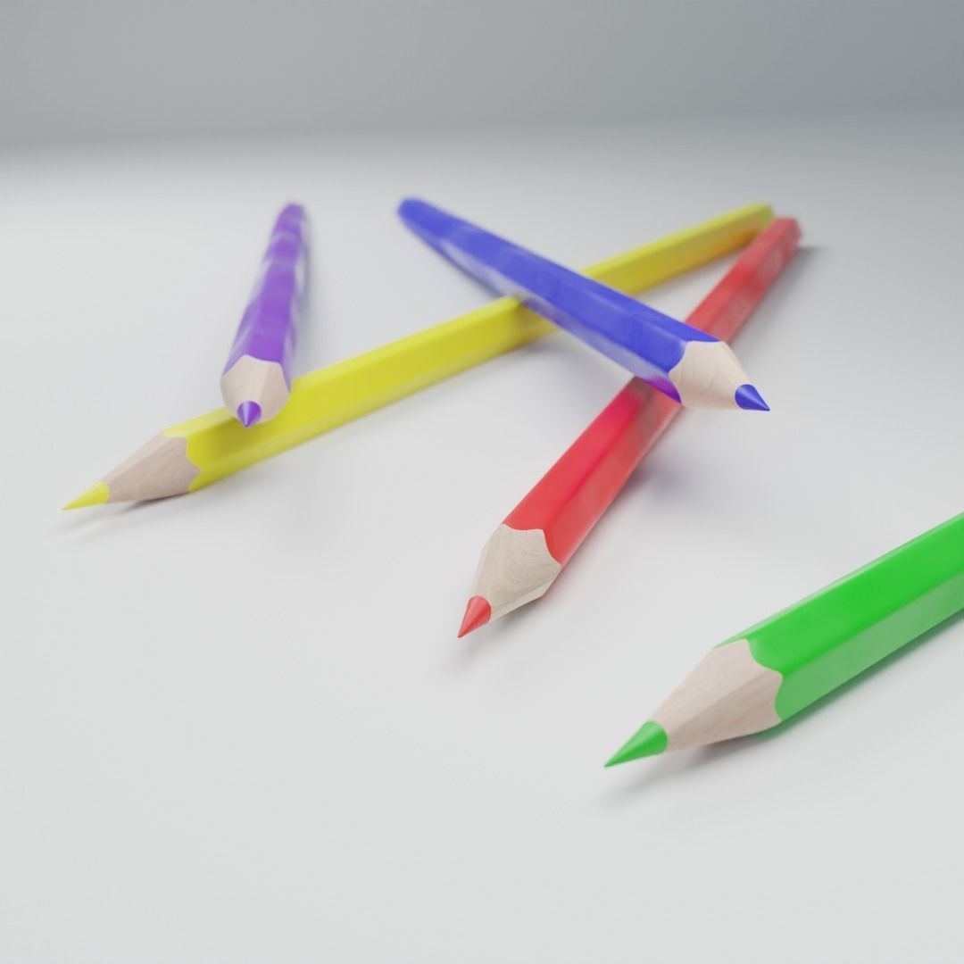 COLOUR PENCILS Low-poly 3D model_3