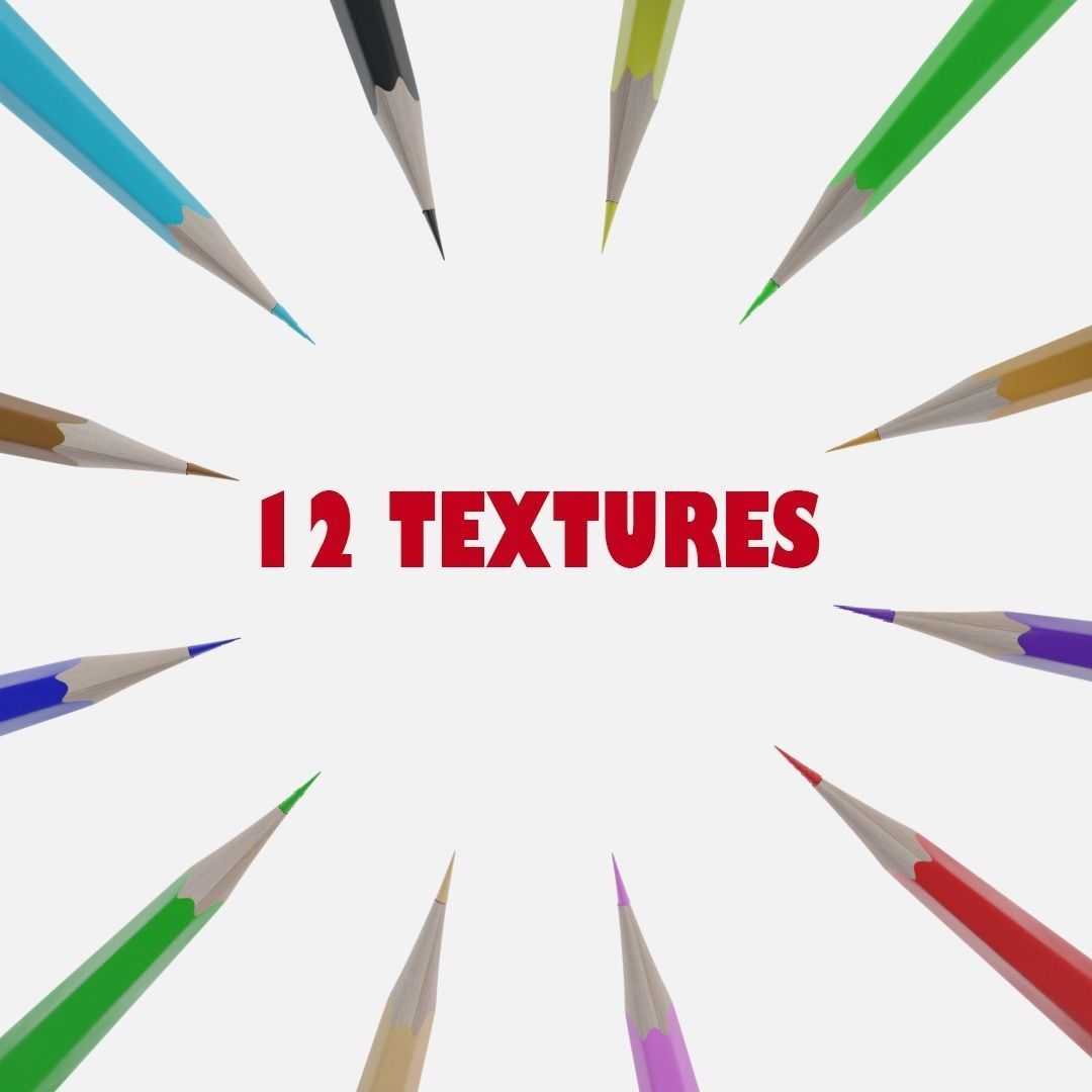 COLOUR PENCILS Low-poly 3D model_2