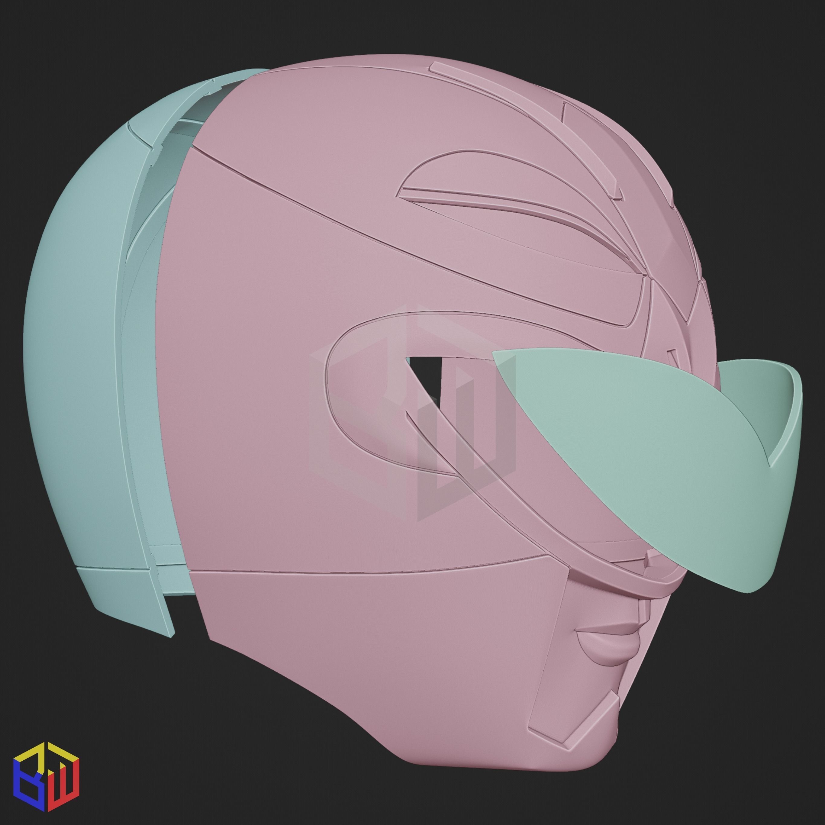Power rangers Lost Galaxy Green Ranger Helmet 3D print model_4