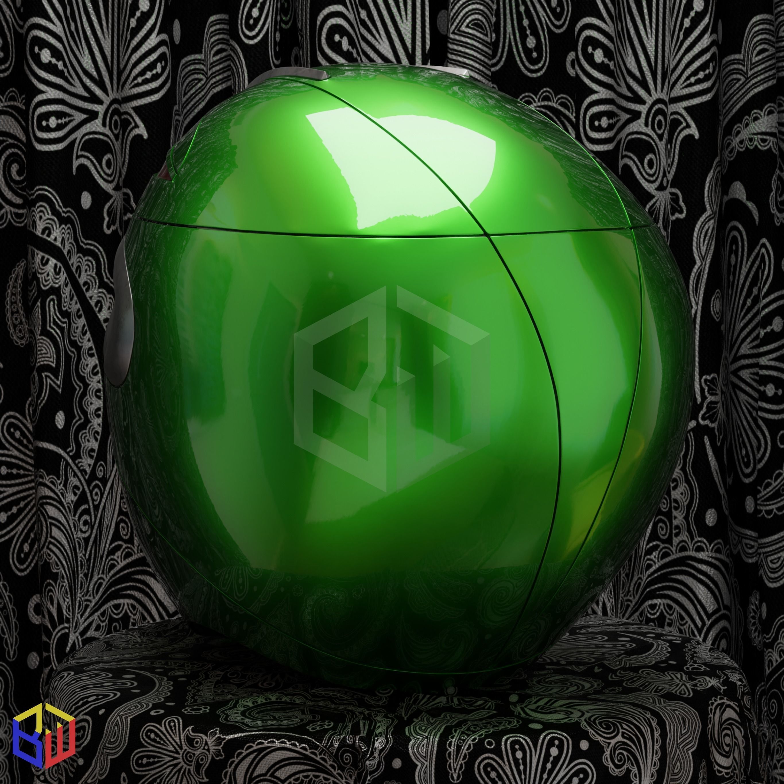 Power rangers Lost Galaxy Green Ranger Helmet 3D print model_3