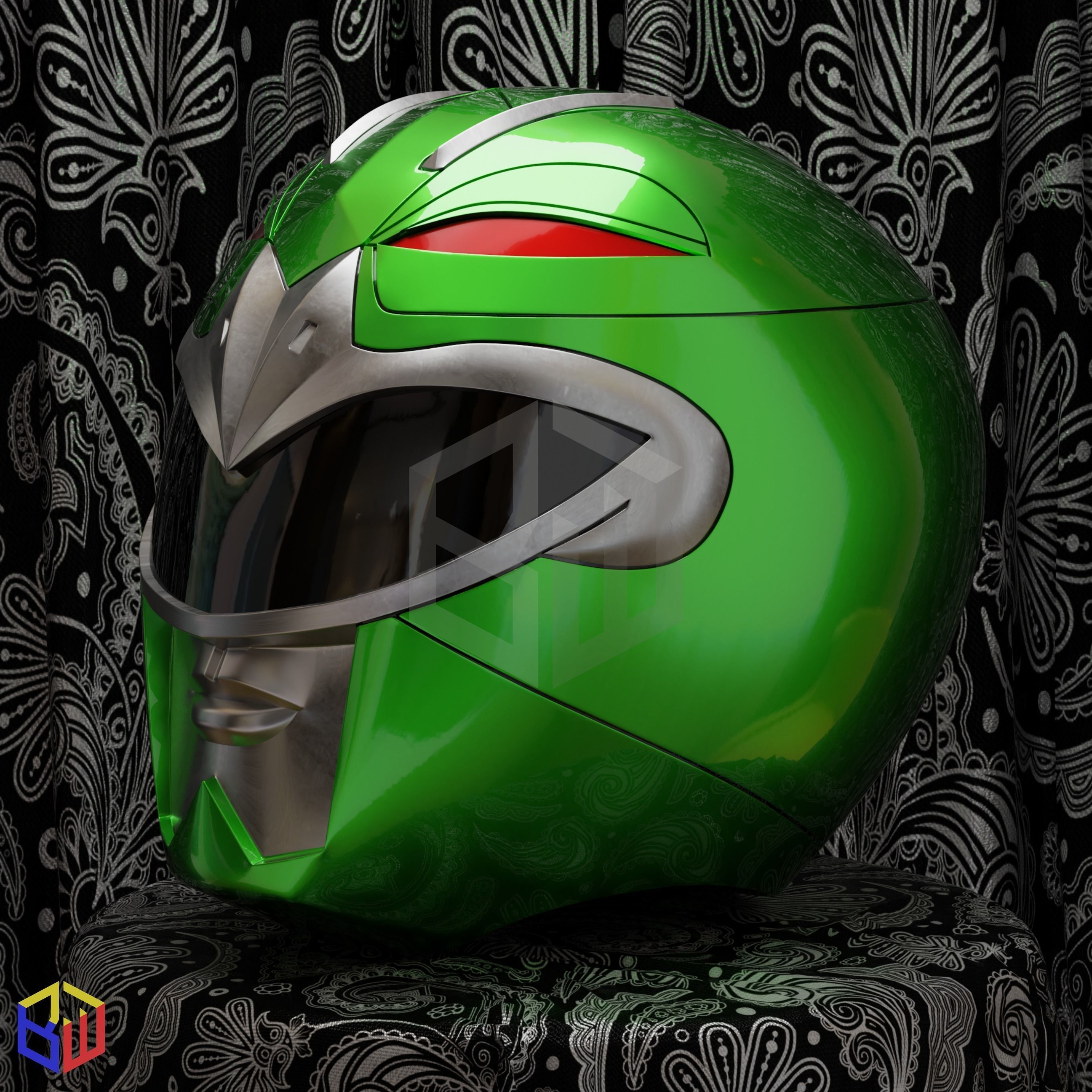 Power rangers Lost Galaxy Green Ranger Helmet 3D print model_1