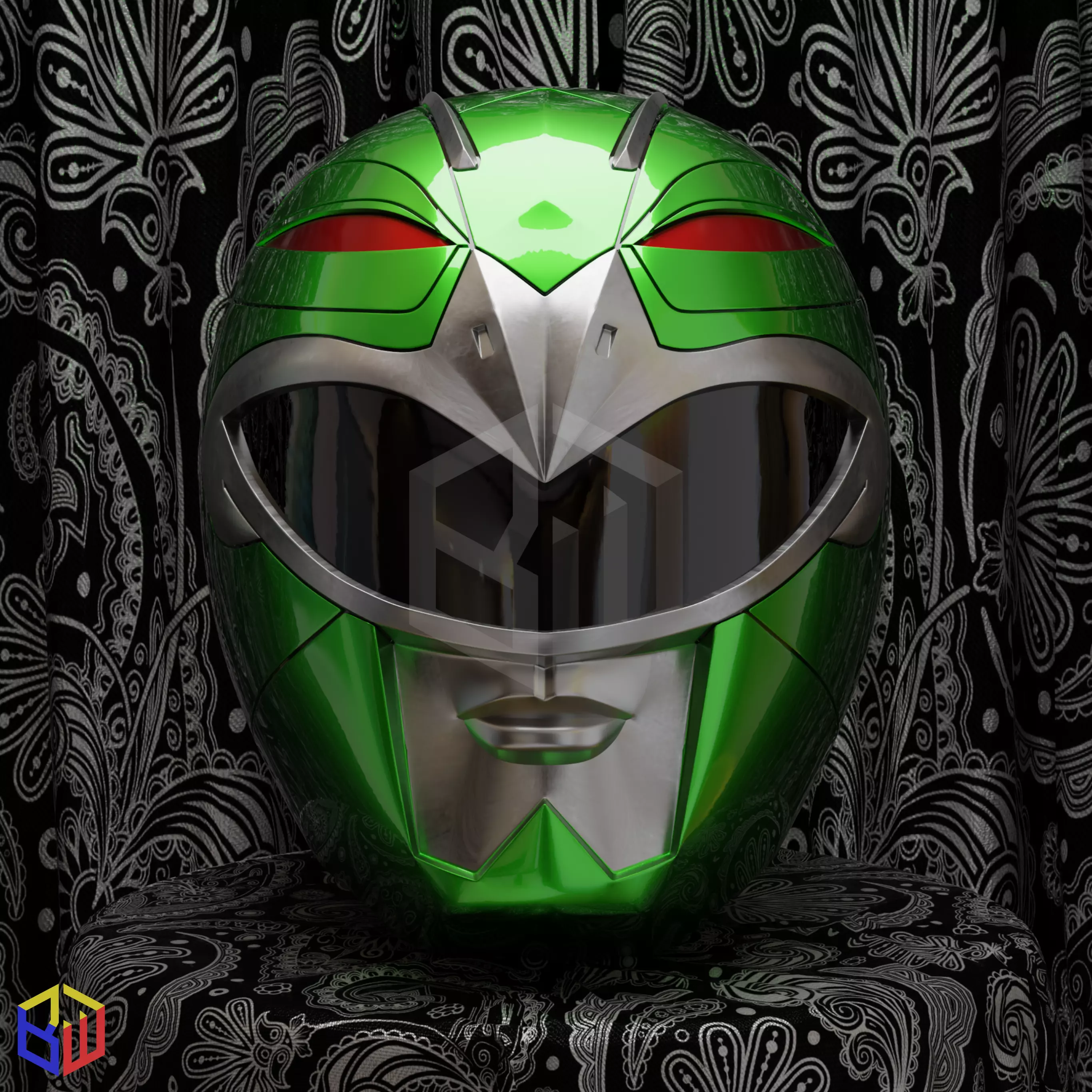 Power rangers Lost Galaxy Green Ranger Helmet 3D print model_0