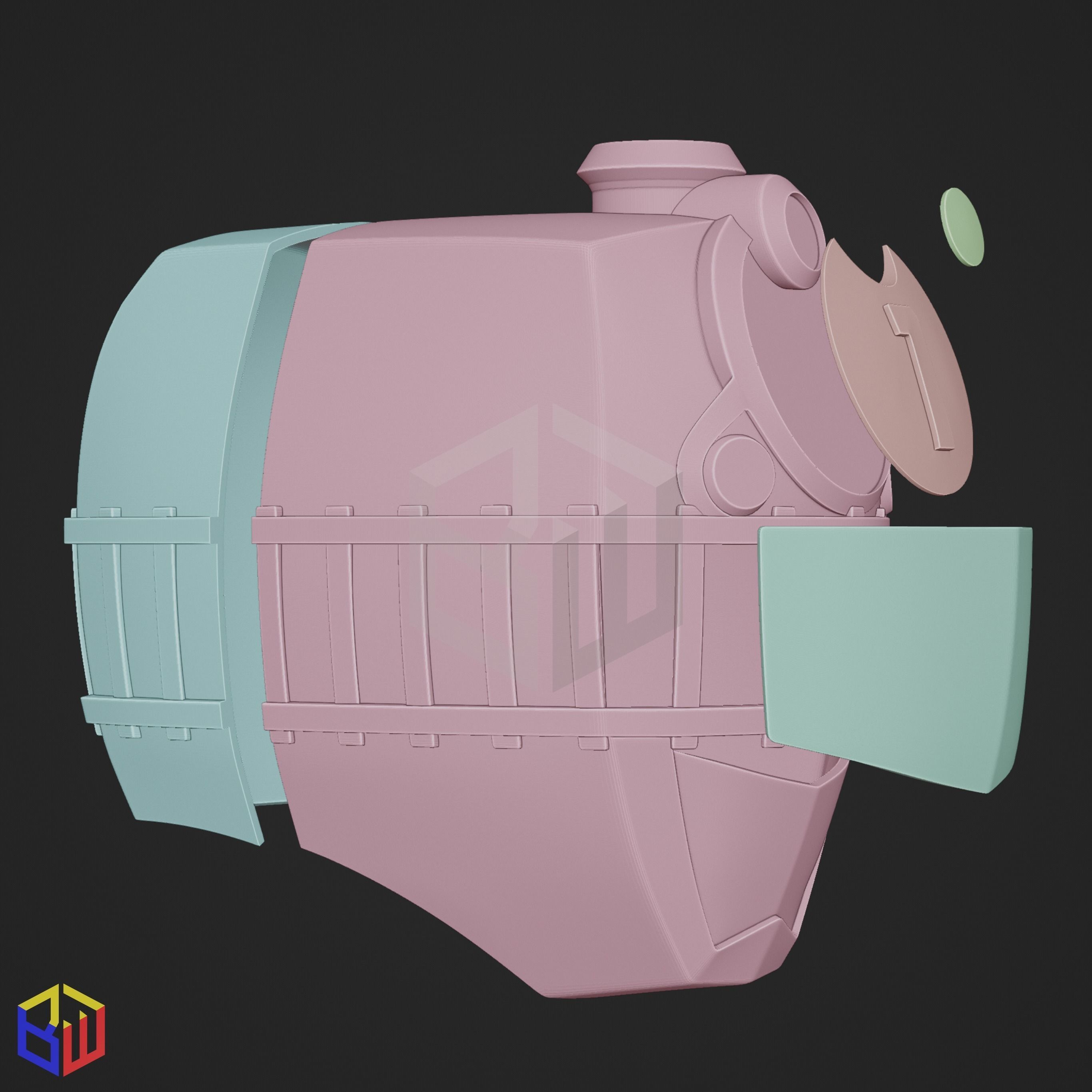 Power Rangers Train Force Red Ranger Helmet 3D print model_4