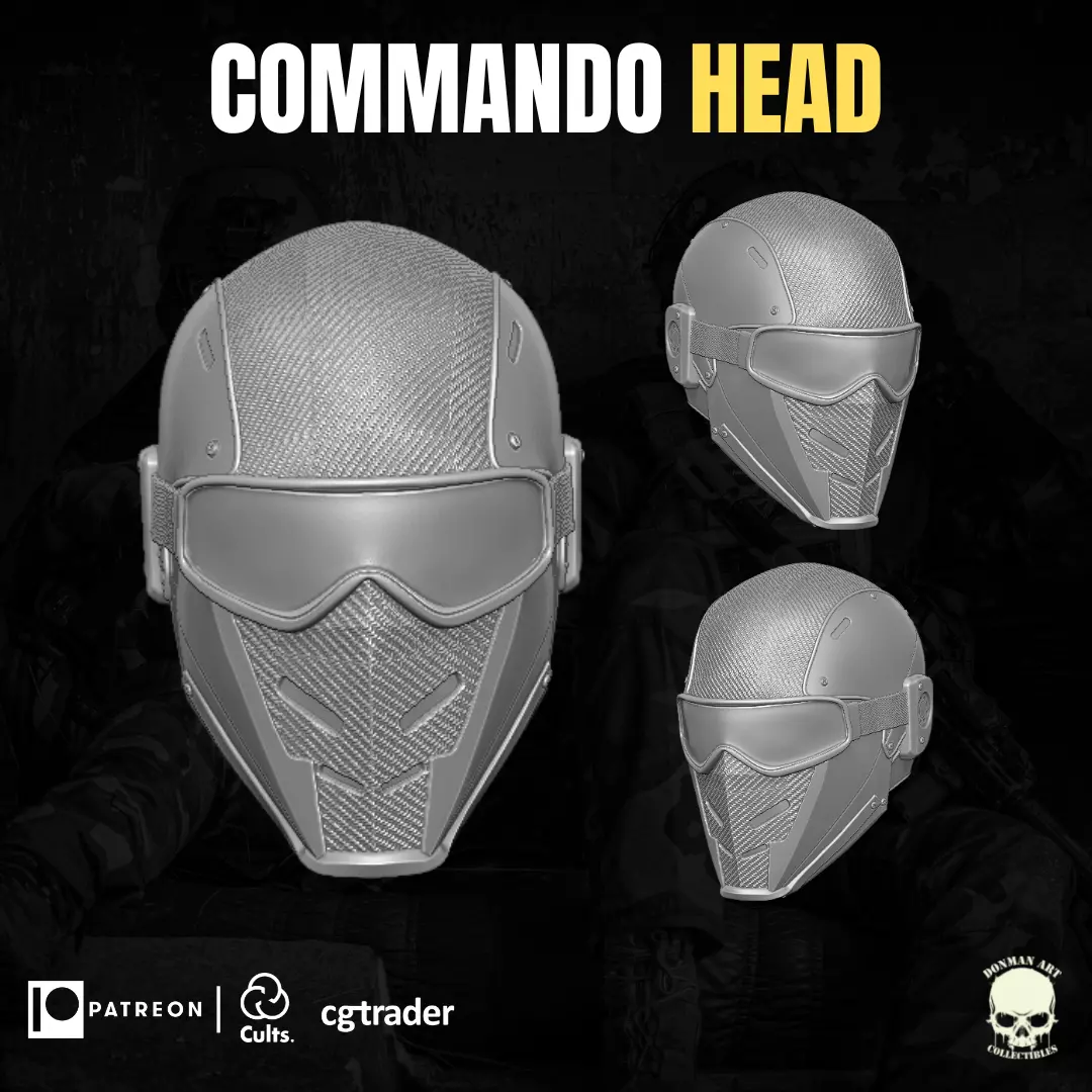 Commando head 3D printable File For Action Figures 3D print model