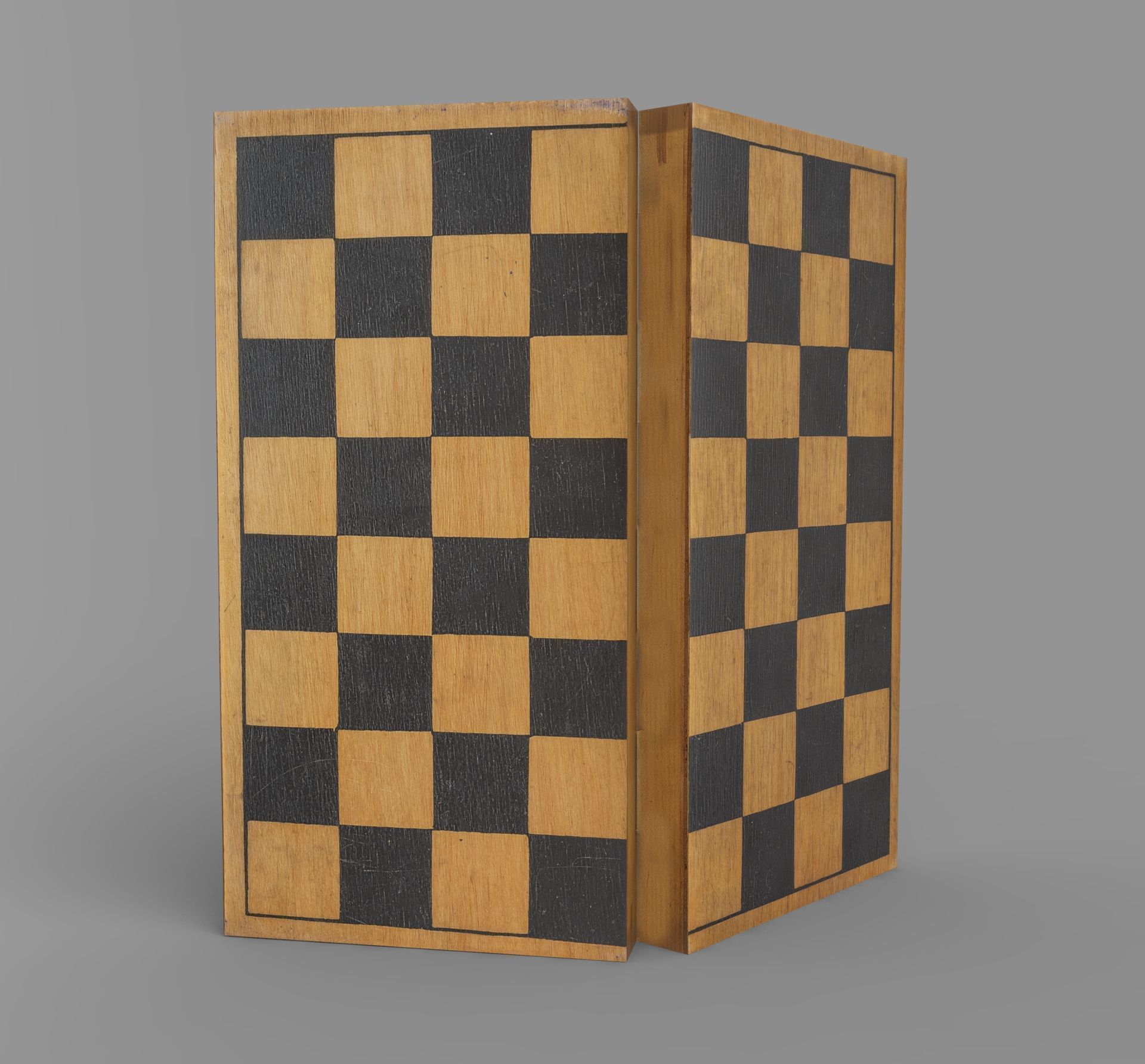 Chess set wooden board with checkers Low-poly 3D model_12