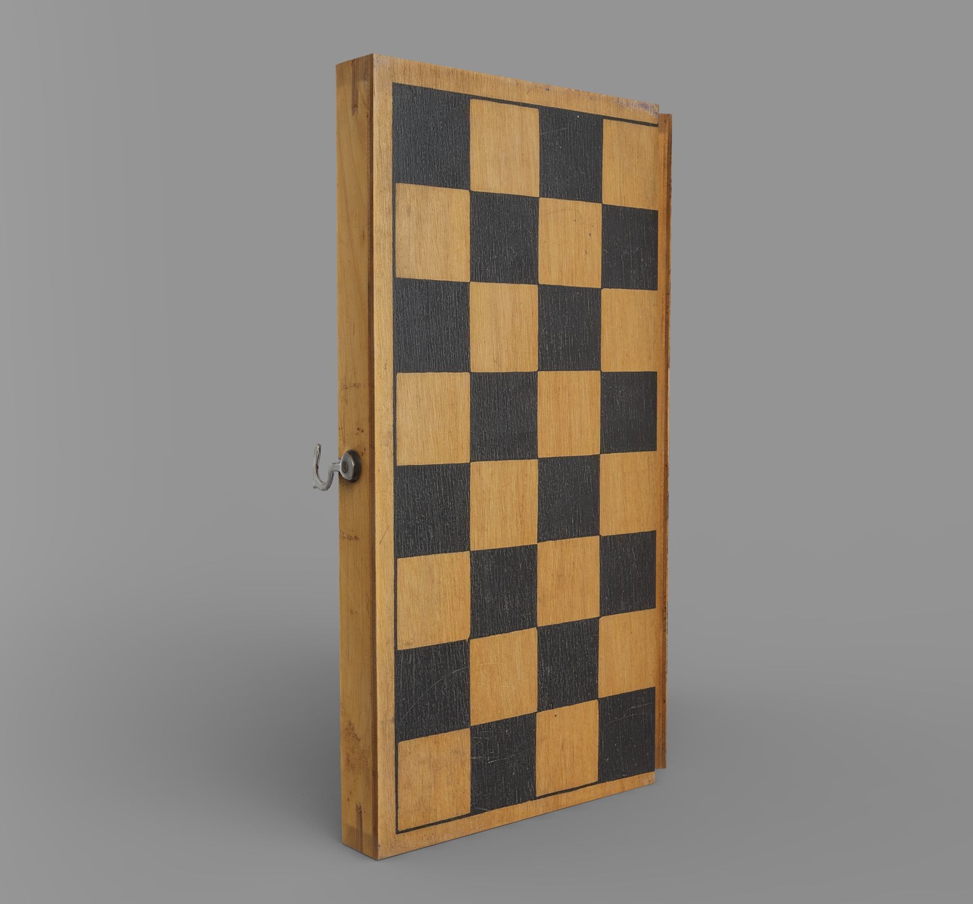 Chess set wooden board with checkers Low-poly 3D model_13