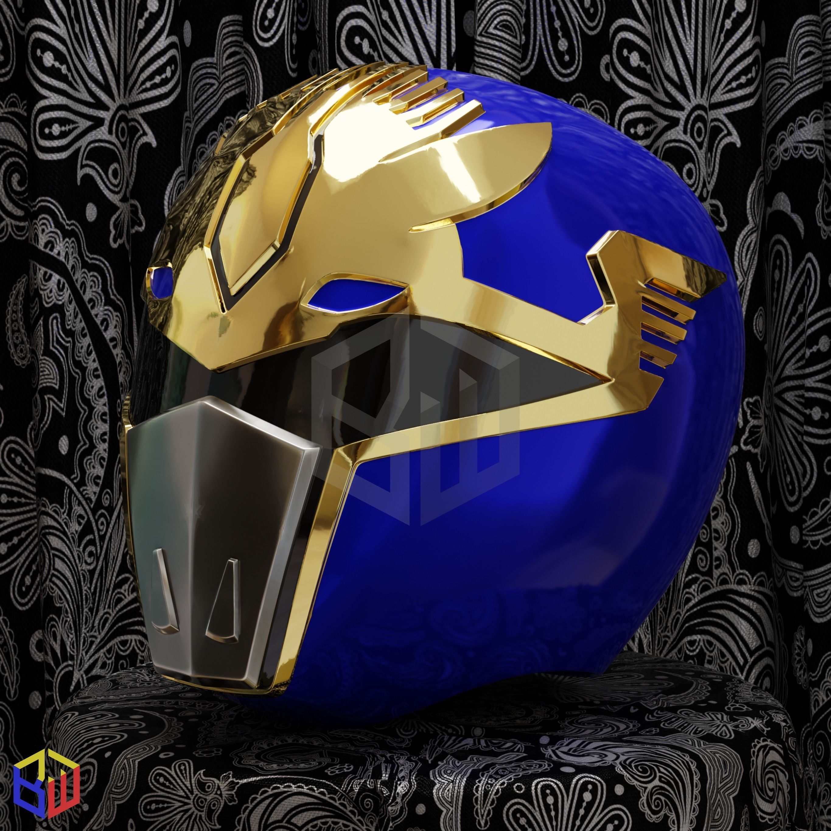 Power Rangers Squadron Blue Ranger Helmet 3D print model_1