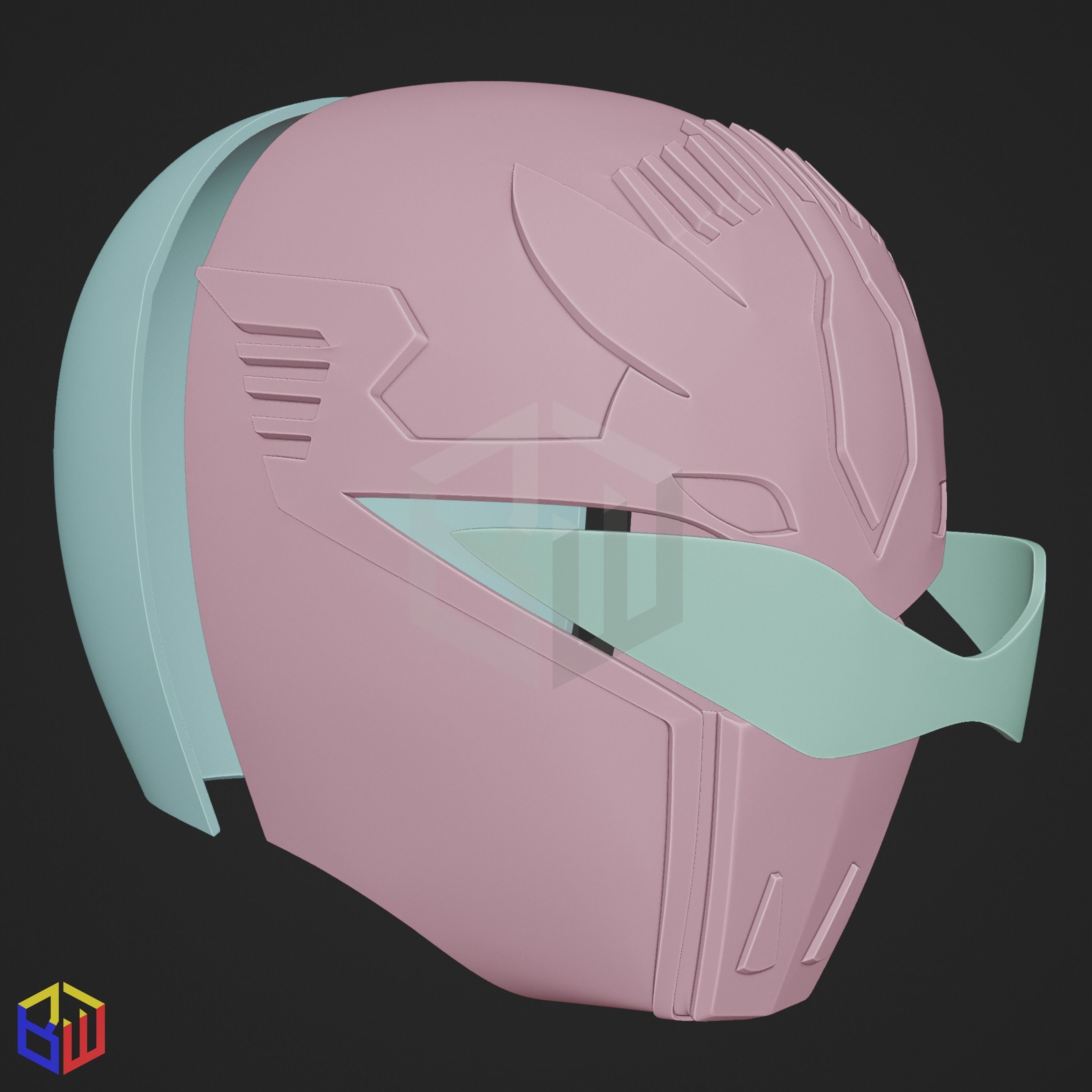 Power Rangers Squadron Blue Ranger Helmet 3D print model_4
