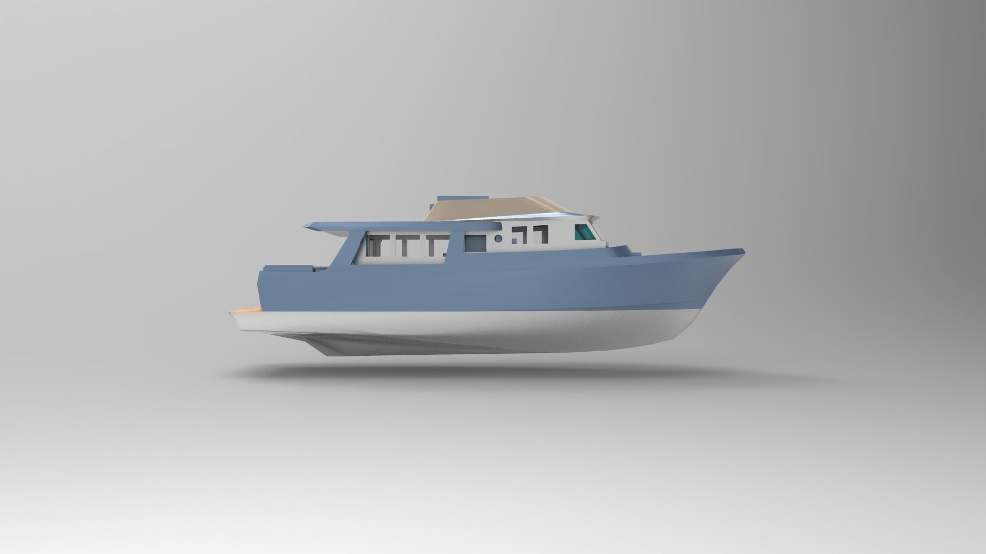 Mini passanger ship 3D model_2