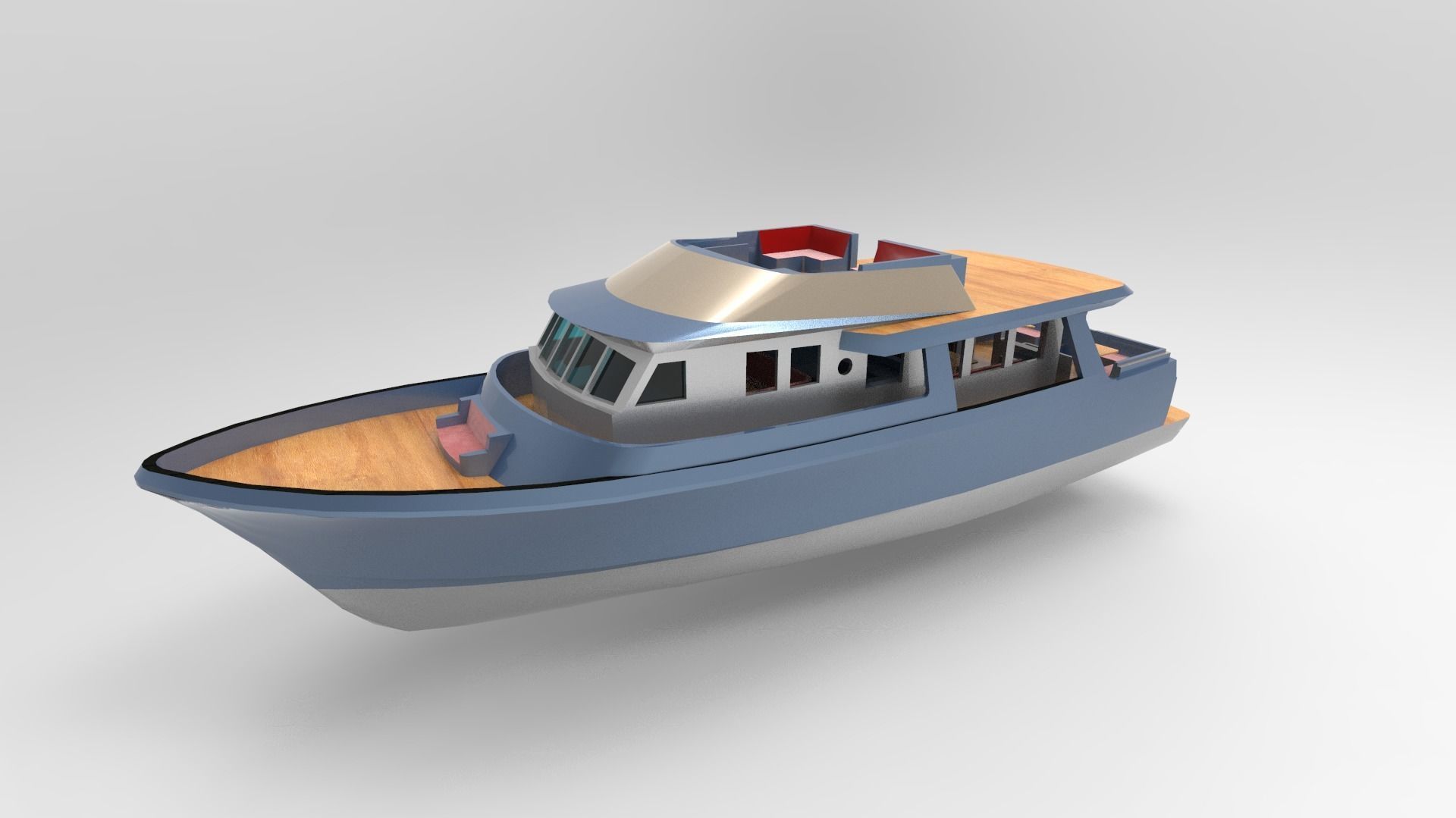 Mini passanger ship 3D model_4