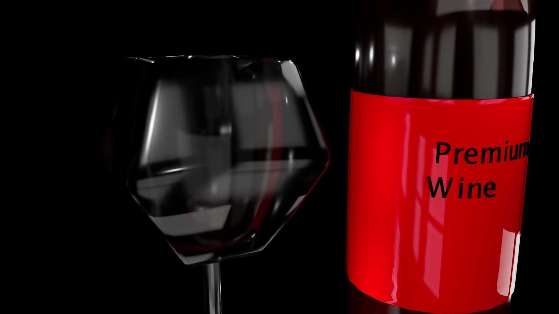 Wine Bottle and Glass Made in Maya 3D model_4