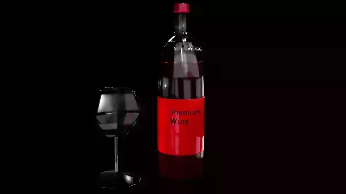 Wine Bottle and Glass Made in Maya 3D model
