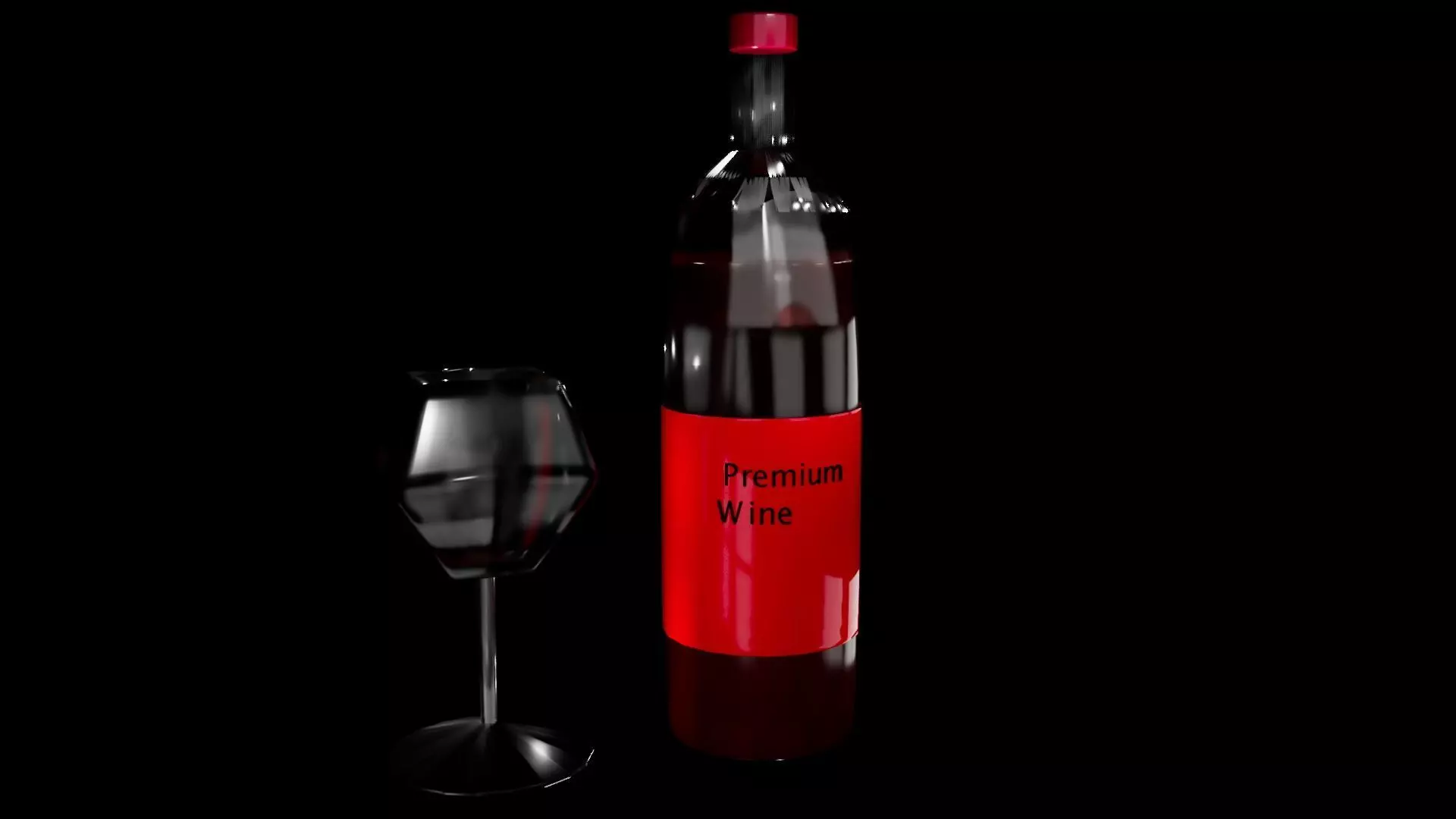 Wine Bottle and Glass Made in Maya 3D model_0