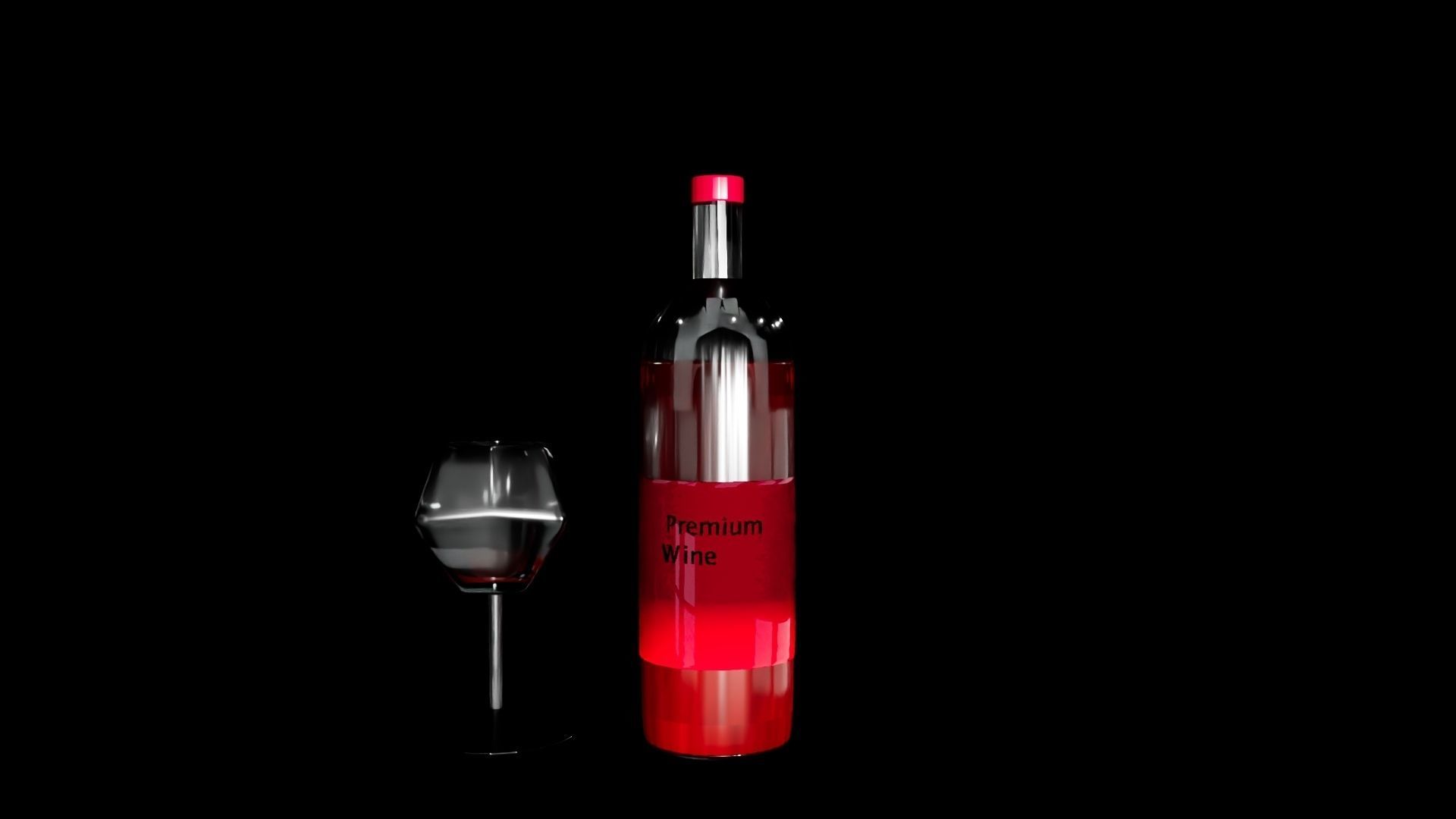 Wine Bottle and Glass Made in Maya 3D model_7