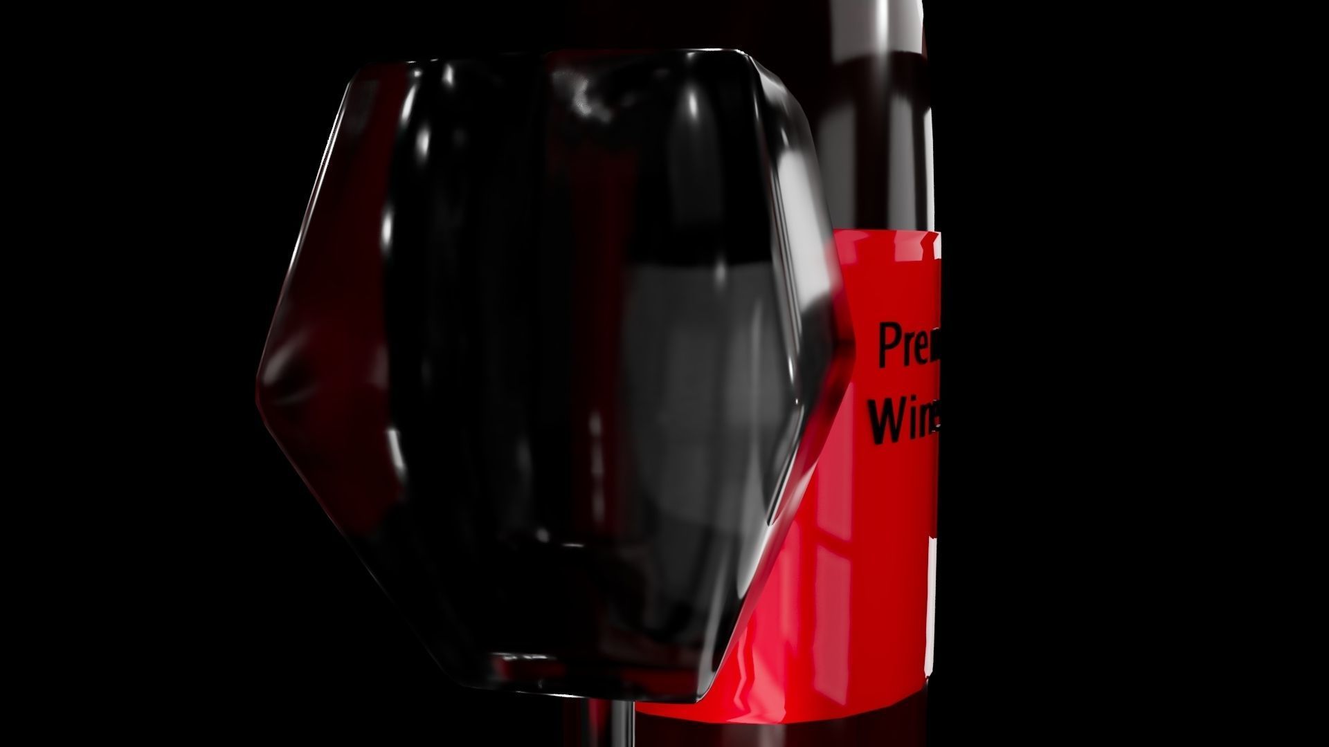 Wine Bottle and Glass Made in Maya 3D model_5