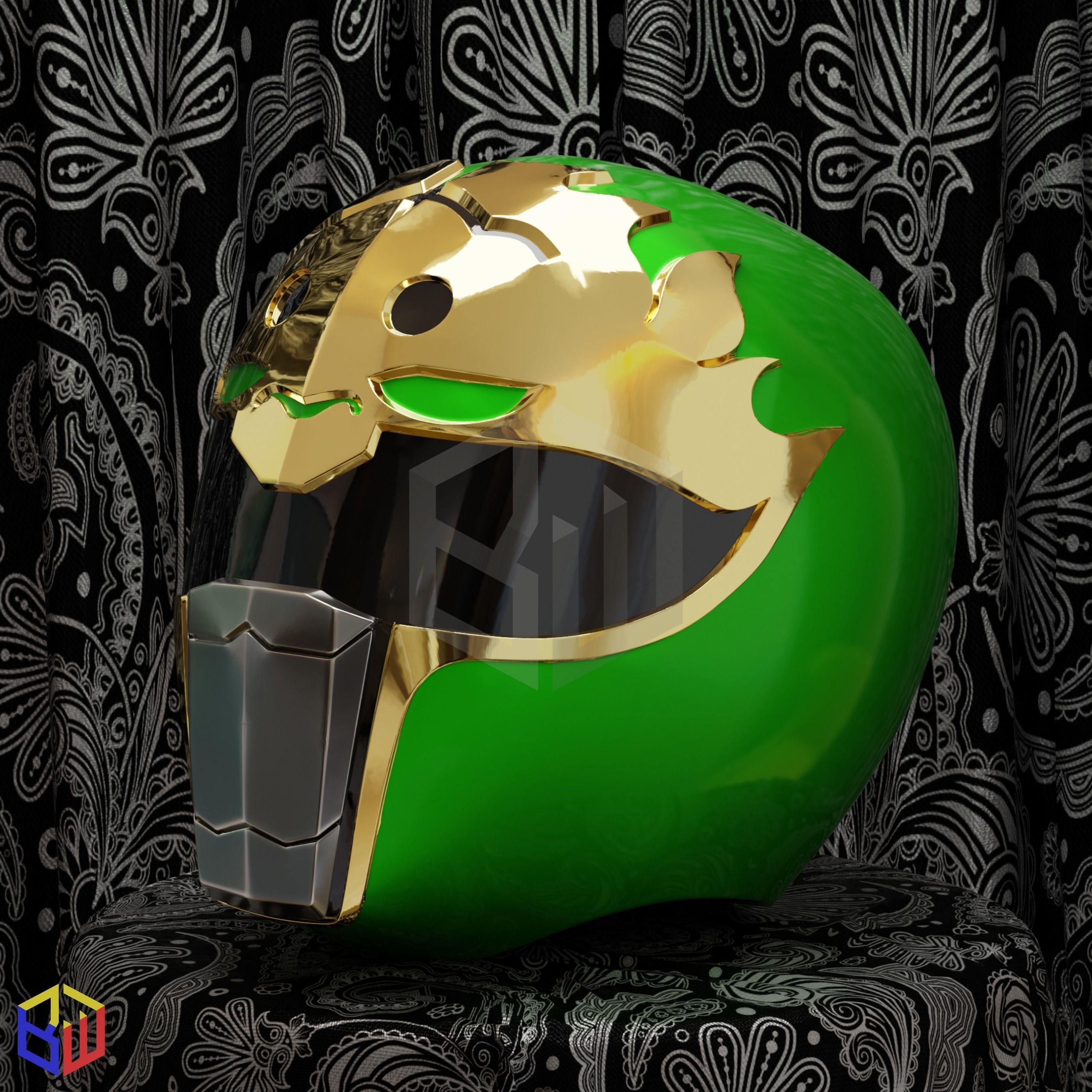 Power Rangers Squadron Green Ranger Helmet 3D print model_1