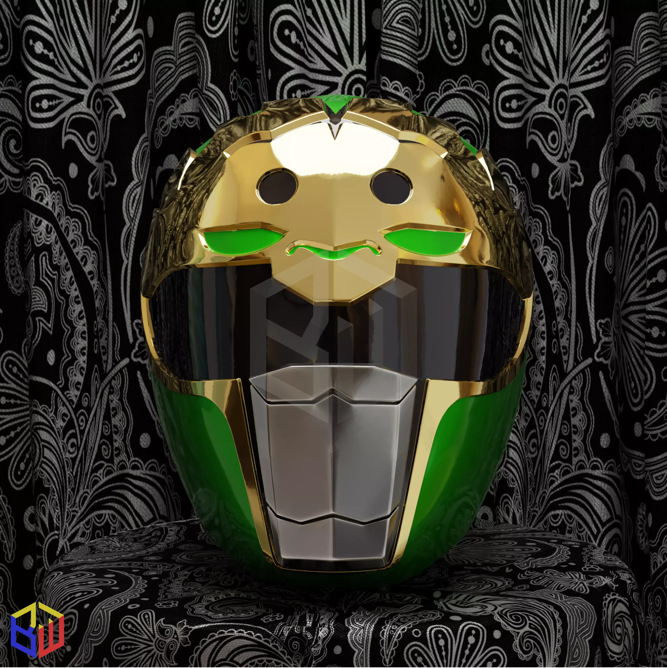 Power Rangers Squadron Green Ranger Helmet 3D print model_0