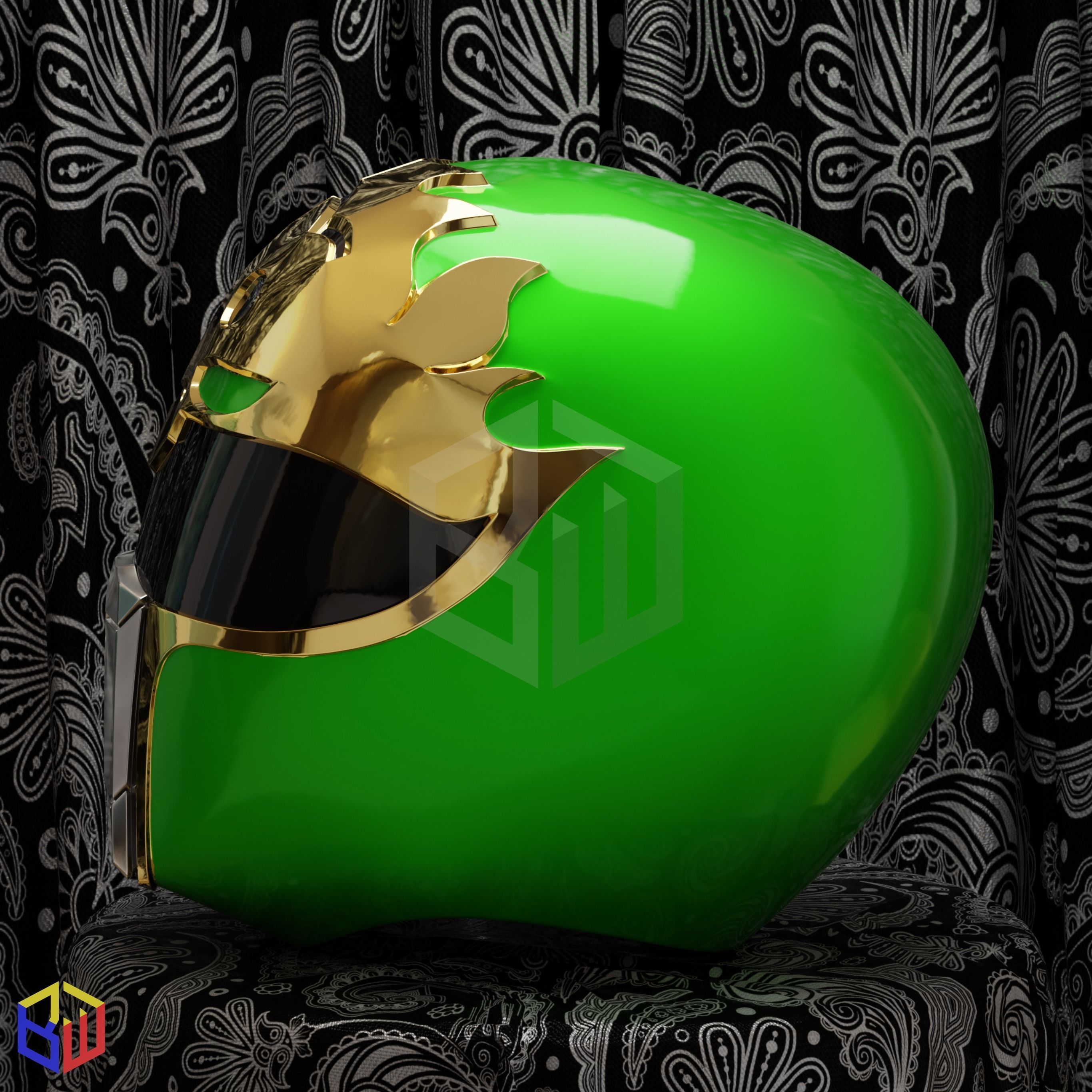Power Rangers Squadron Green Ranger Helmet 3D print model_2