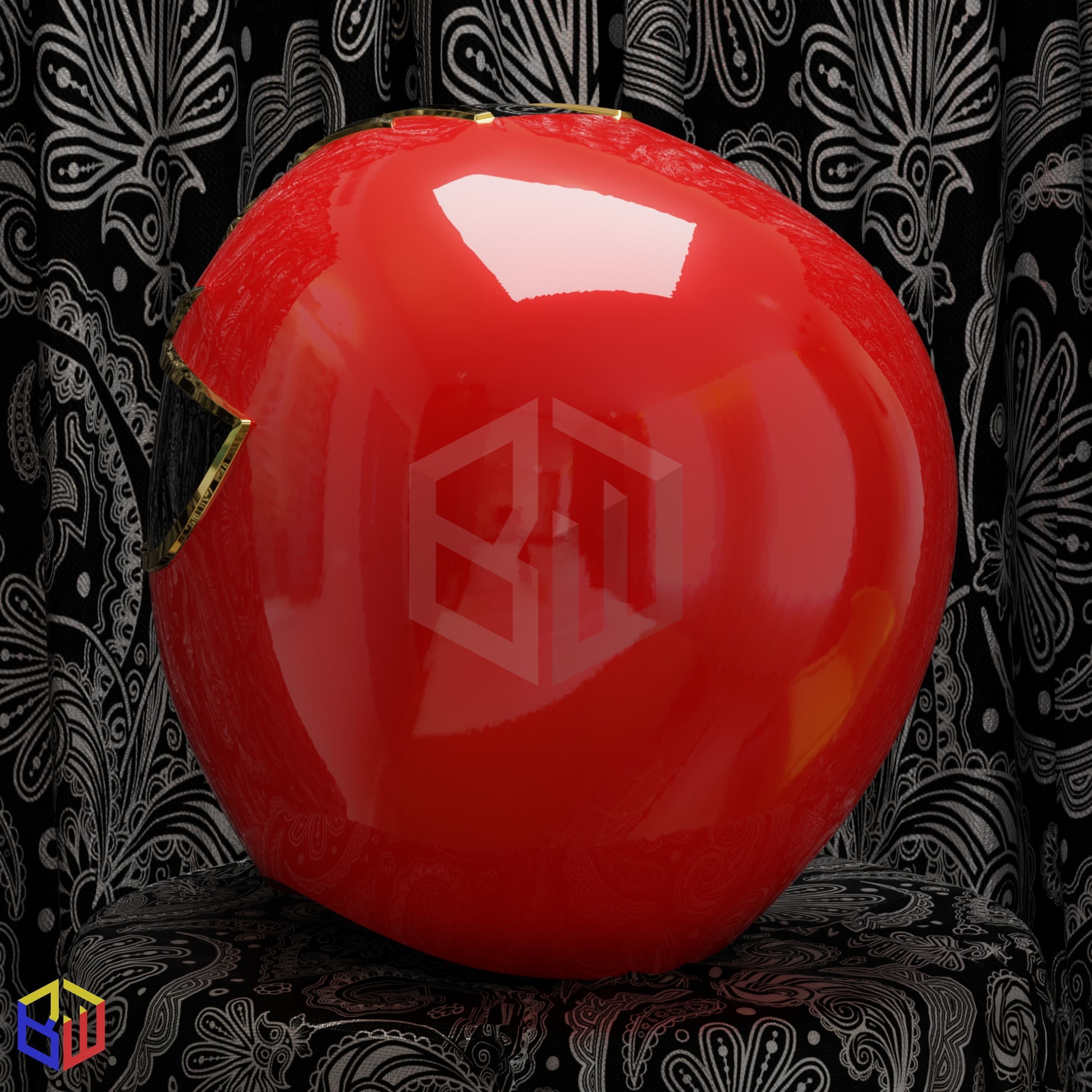 Power Rangers Squadron Red Ranger Helmet 3D print model_3