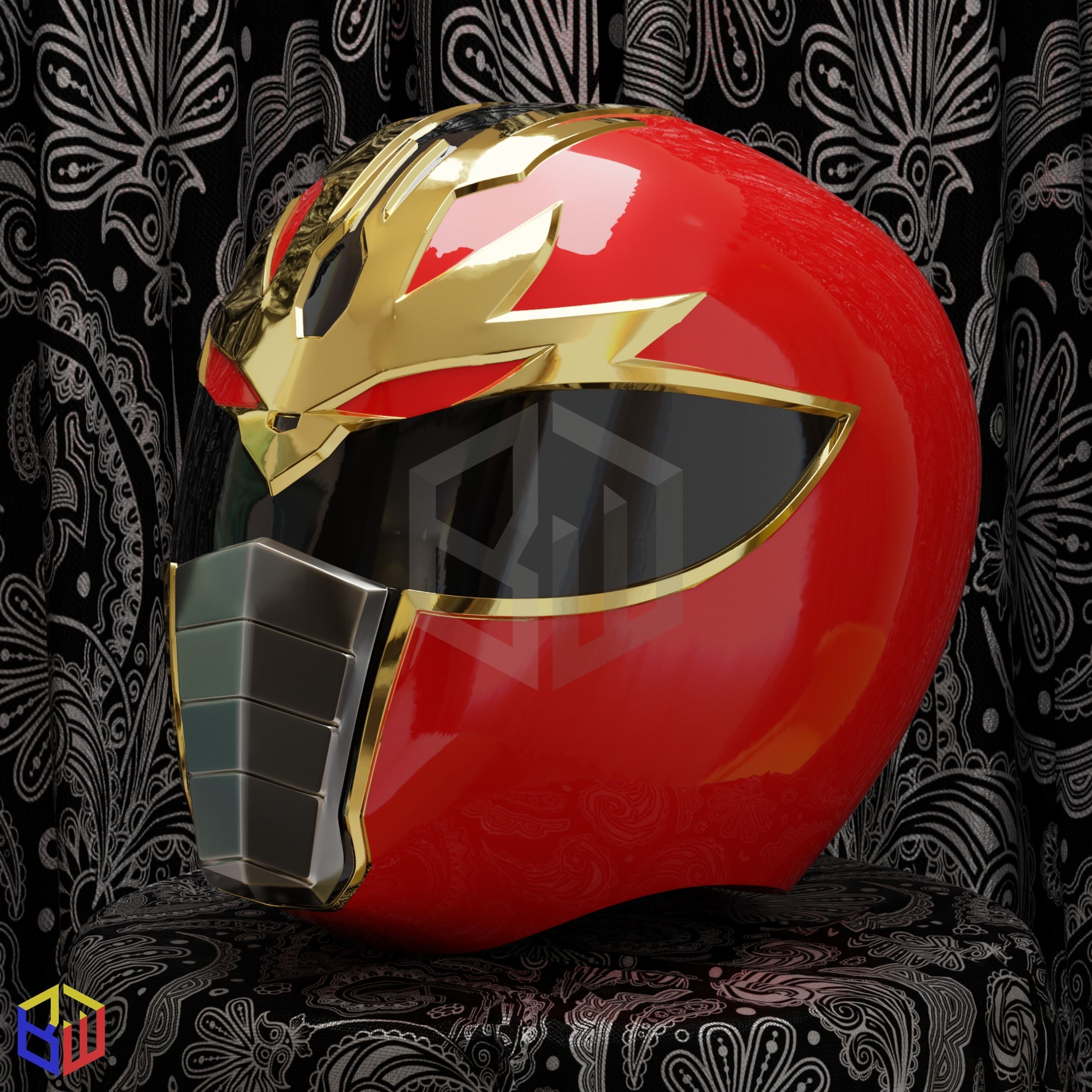 Power Rangers Squadron Red Ranger Helmet 3D print model_1