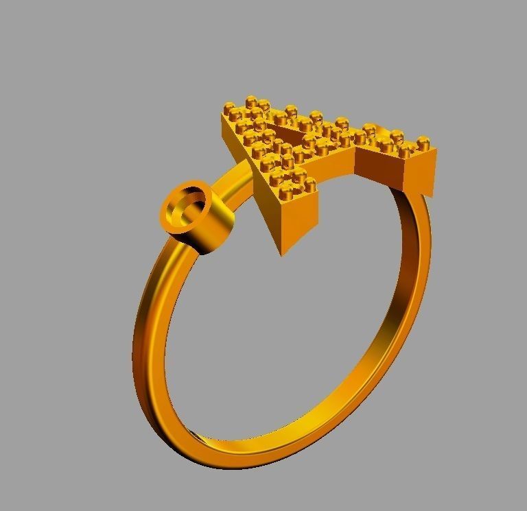 Diamond Letter Ring - A 3D print model_8