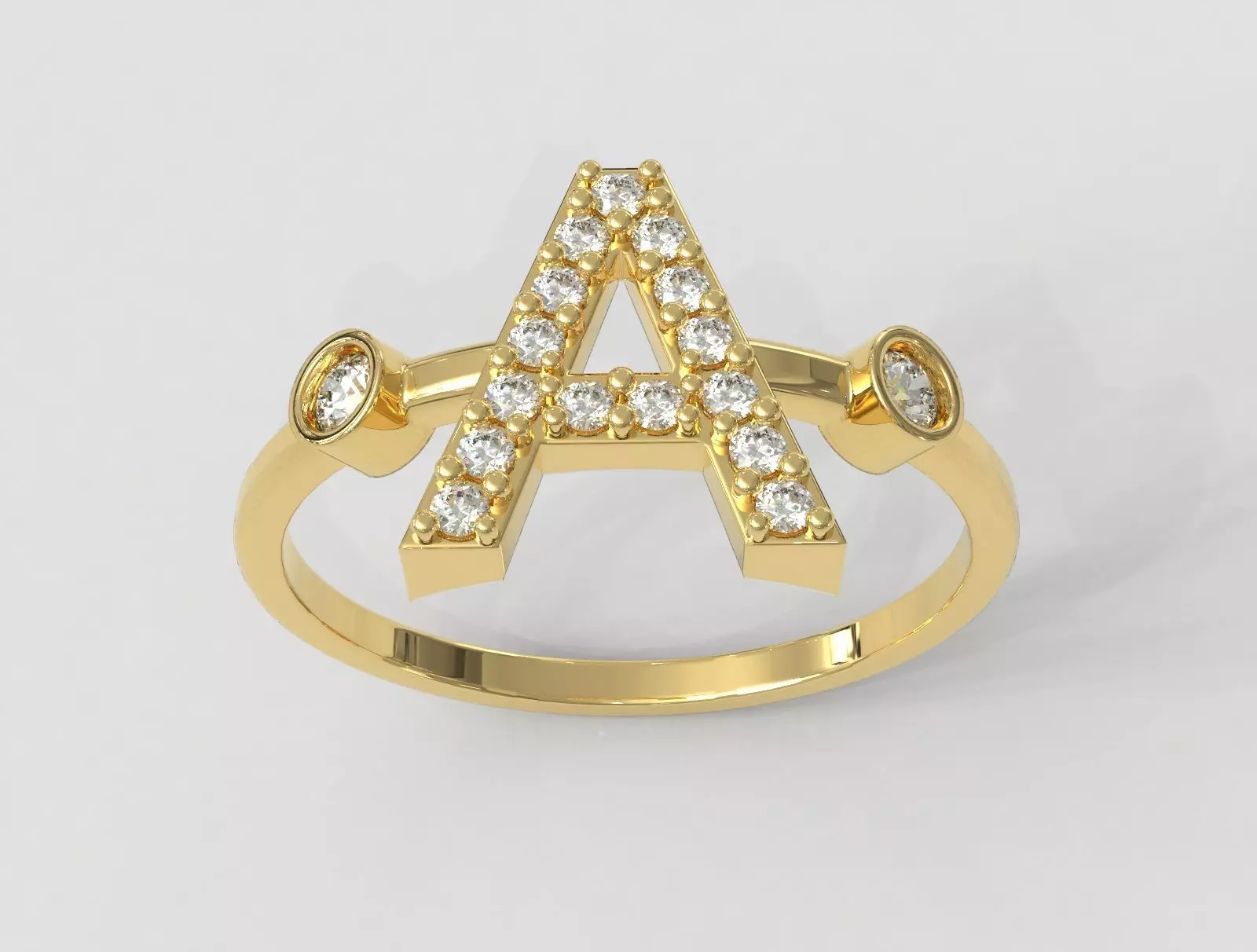 Diamond Letter Ring - A 3D print model_0