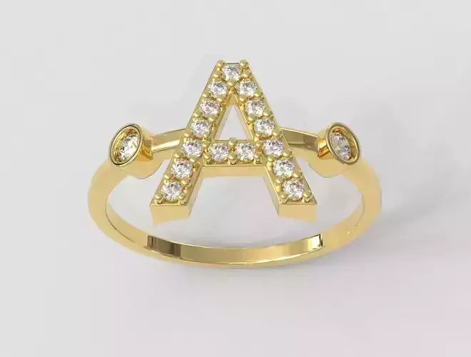 Diamond Letter Ring - A 3D print model