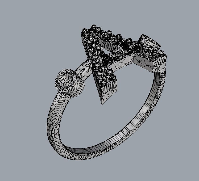 Diamond Letter Ring - A 3D print model_11