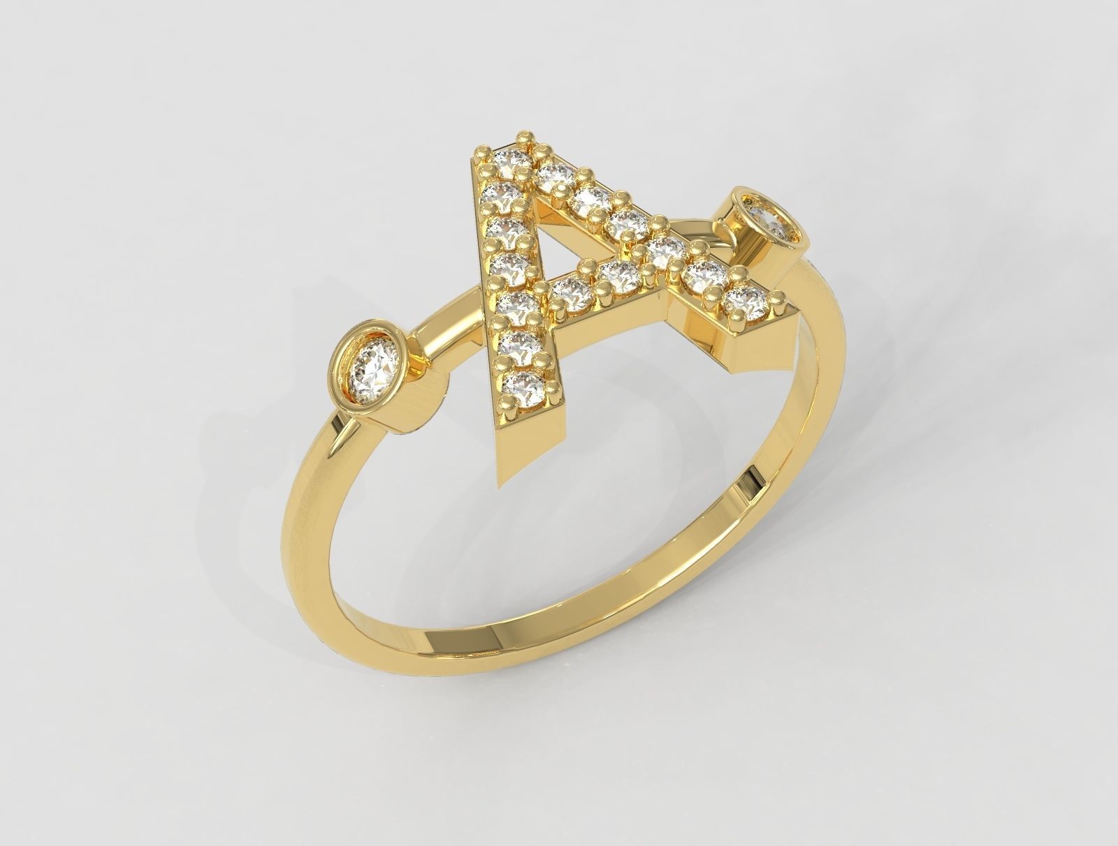 Diamond Letter Ring - A 3D print model_3