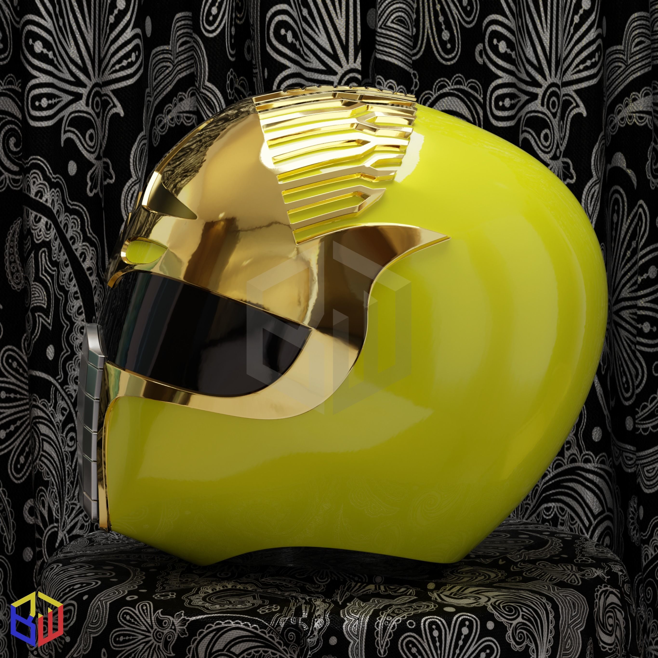 Power Rangers Squadron Yellow Ranger Helmet 3D print model_2