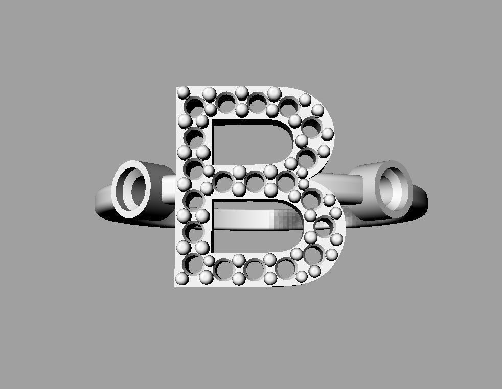 Diamond Letter Ring - B 3D print model_15