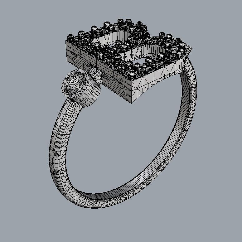Diamond Letter Ring - B 3D print model_11