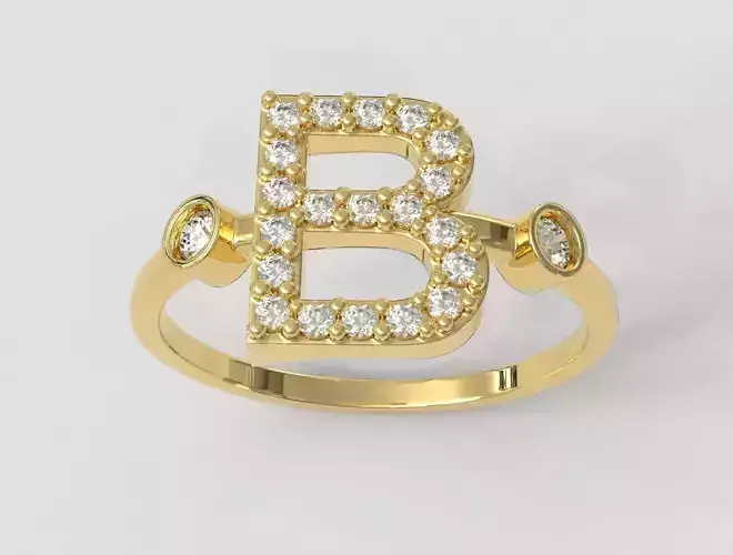 Diamond Letter Ring - B 3D print model