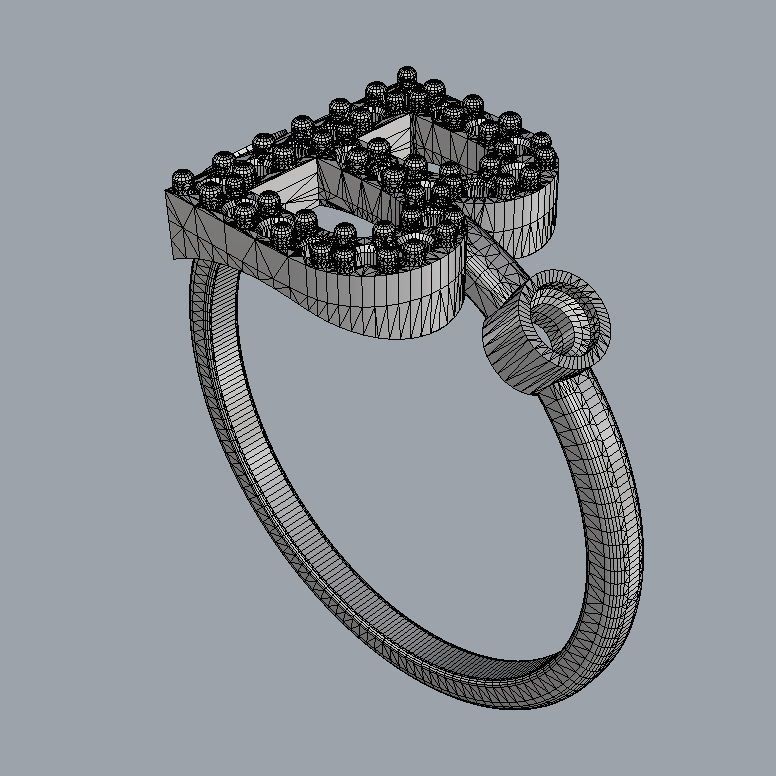Diamond Letter Ring - B 3D print model_10