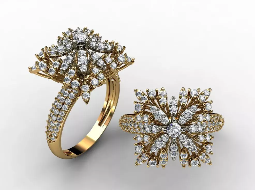 modern women rings diamond model 3D print model