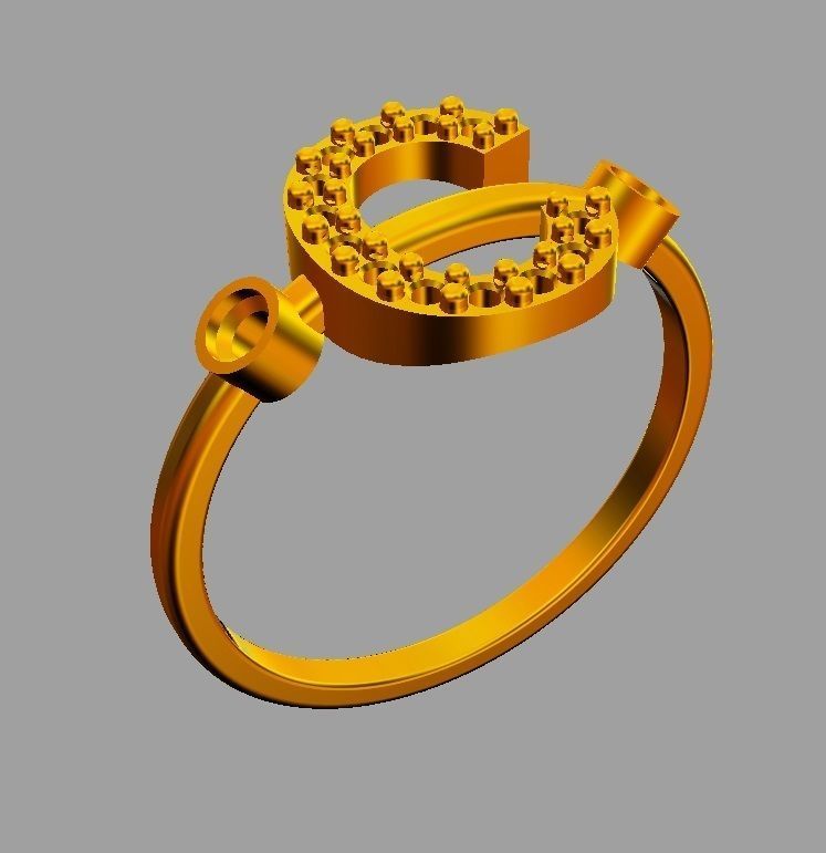 Diamond Letter Ring - C 3D print model_6