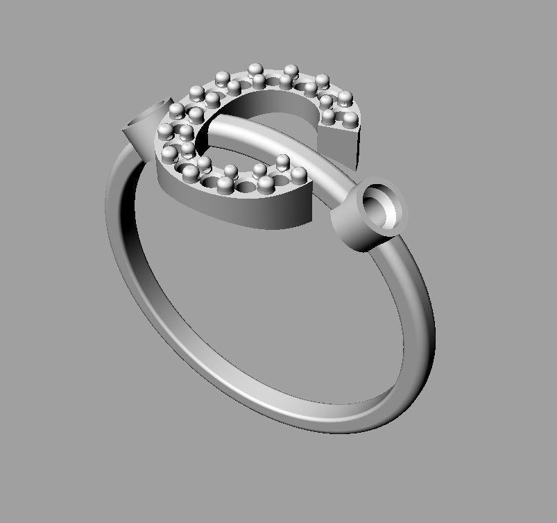 Diamond Letter Ring - C 3D print model_15