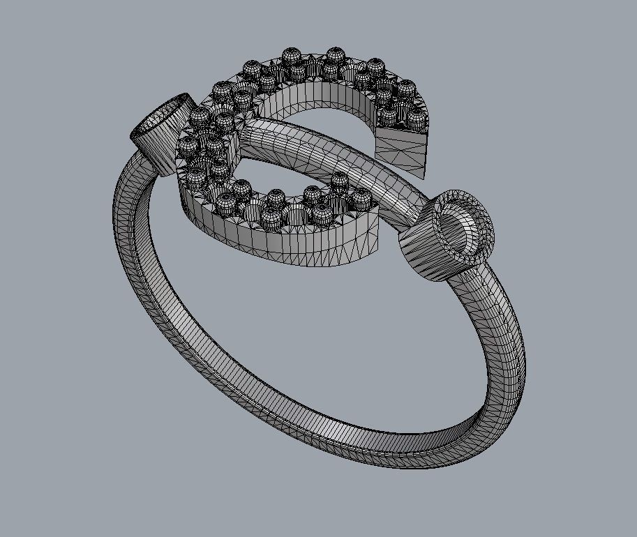 Diamond Letter Ring - C 3D print model_11