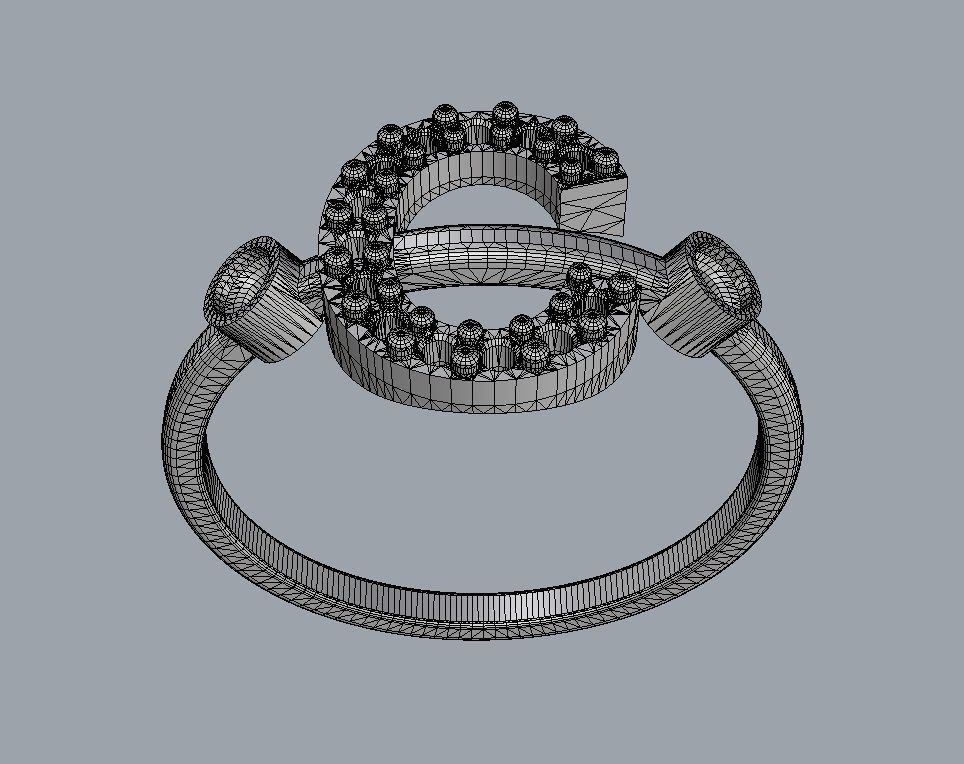 Diamond Letter Ring - C 3D print model_9