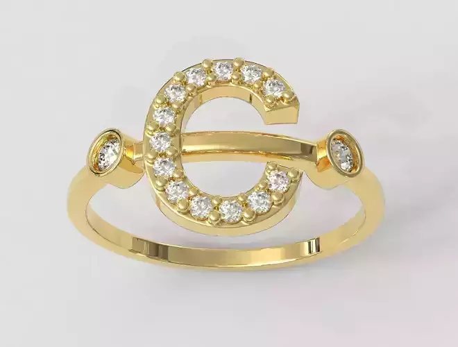 Diamond Letter Ring - C 3D print model