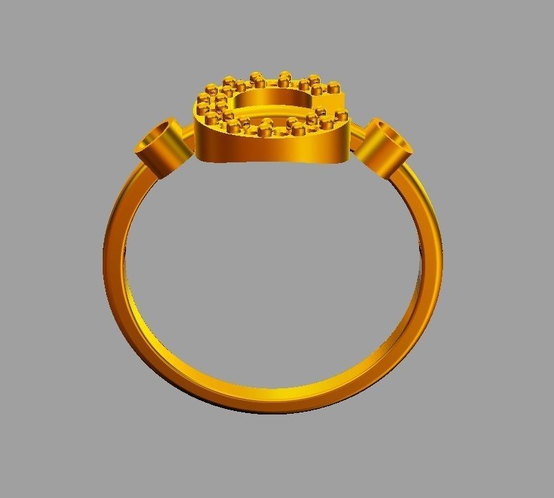 Diamond Letter Ring - C 3D print model_7